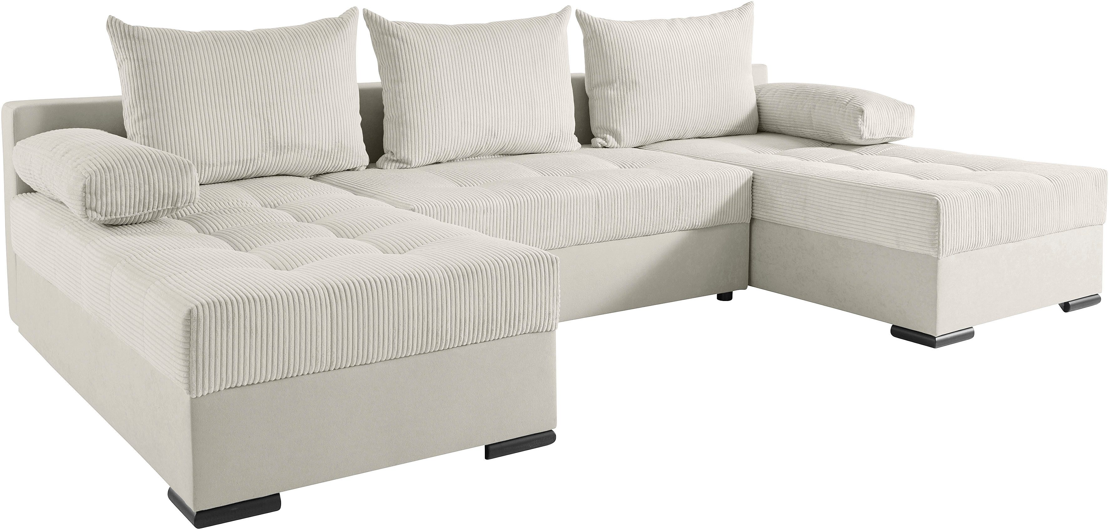 COLLECTION AB Zithoek Josy U-vorm, breedte 269 cm, platweefsel, structuur, kunstleer