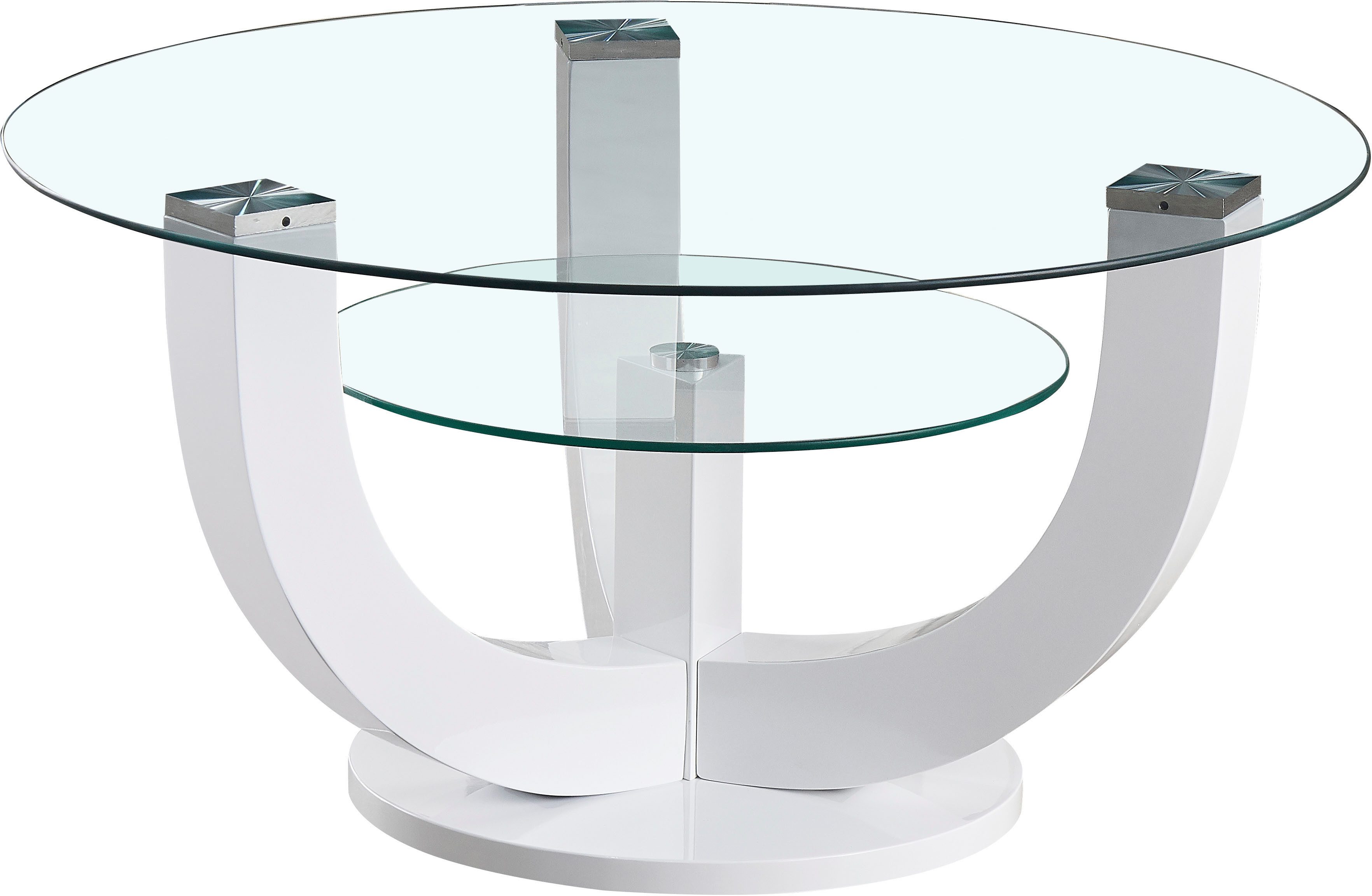 Stolkom Salontafel Denver, TOPSELLER! rond met glas, tafel -onderstel wit hoogglans
