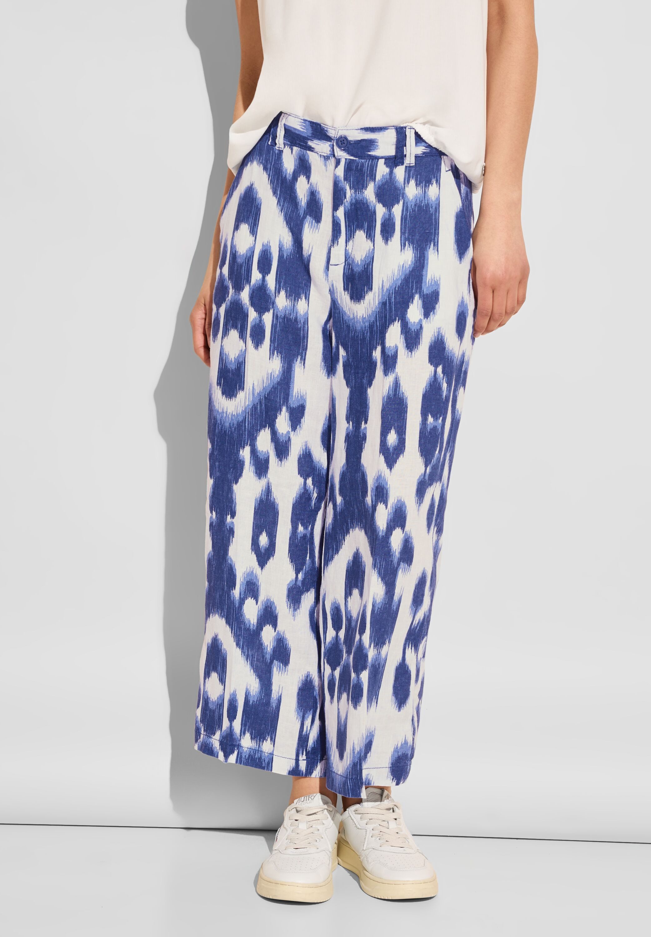 STREET ONE Linnen broek met ikat-patroon