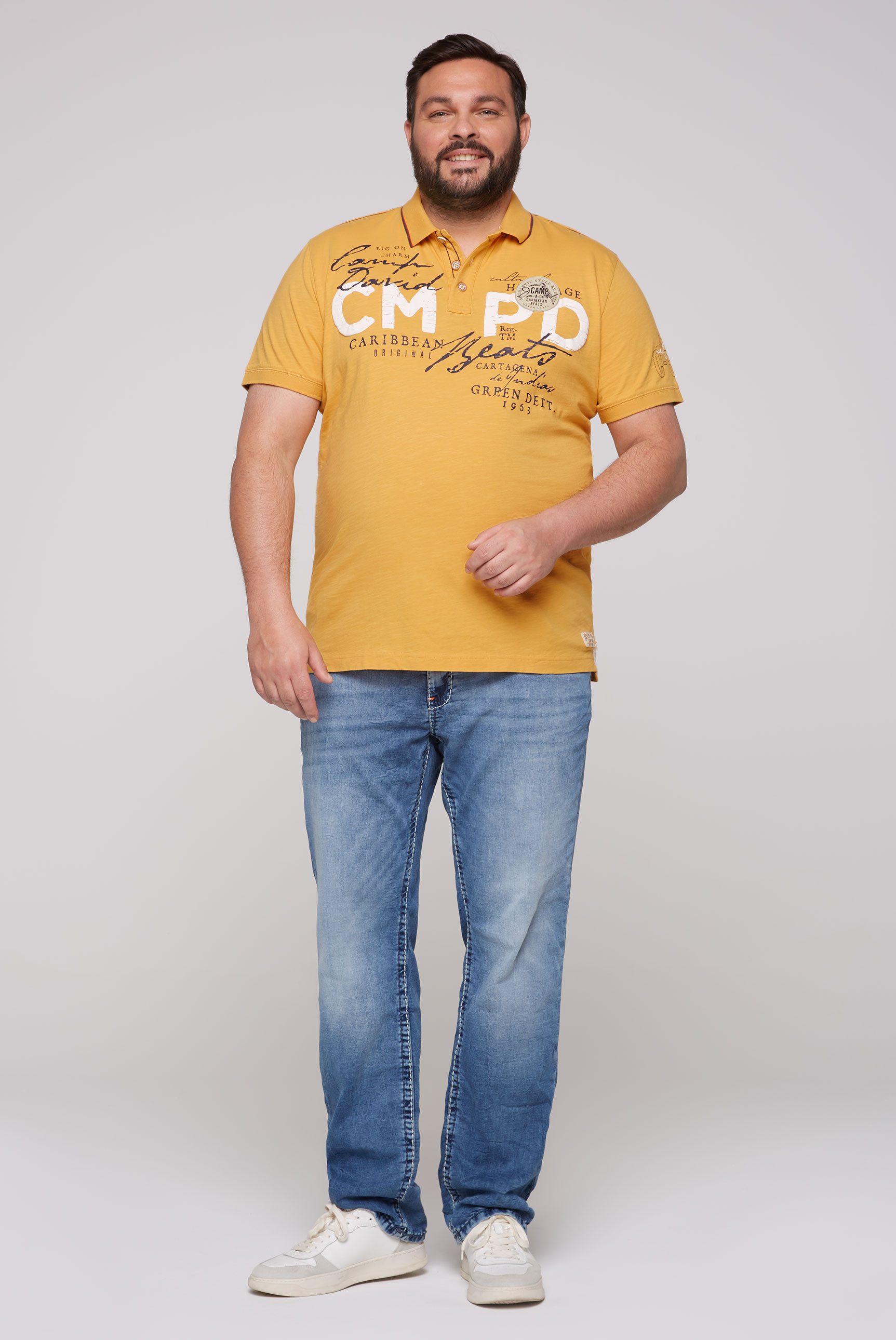 CAMP DAVID Poloshirt met voor- en achterkant print