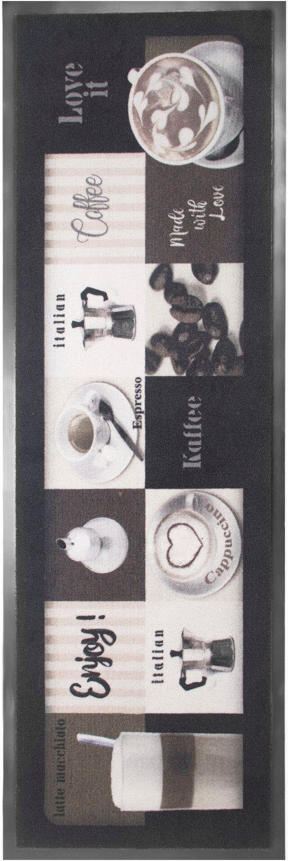 Primaflor-Ideen in Textil Keukenloper ENJOY COFFEE, Made in Belgium Motief koffie, met een opschrift, 50x150 cm, antislip, wasbaar laagpolige