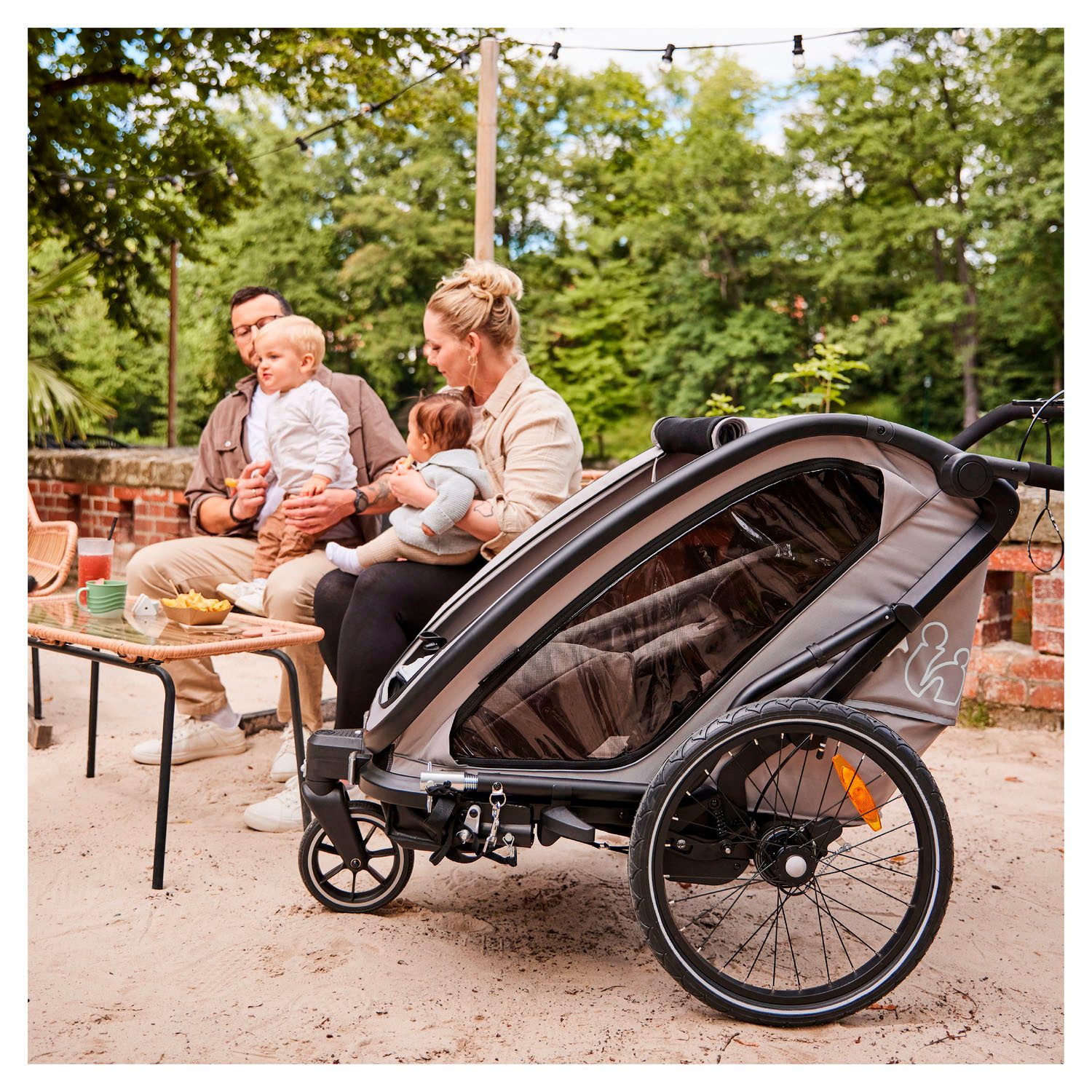 Hauck Kinderen fiets aanhanger Bike N Walk Duo voor 2 kinderen, incl. dissel