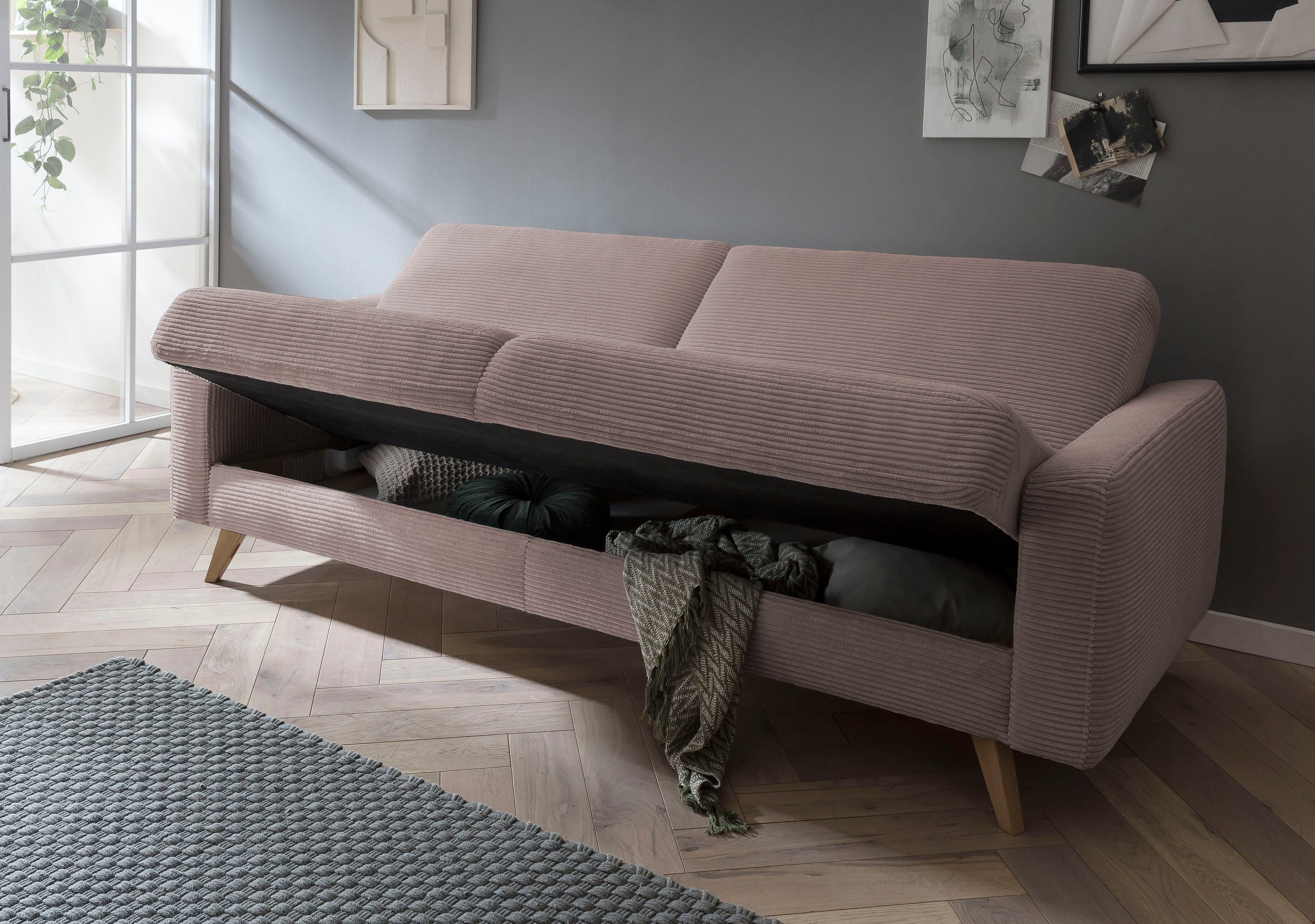 exxpo - sofa fashion 3-zitsbank Samso, elegant en comfortabel, actuele cord bekleding, kantelbank