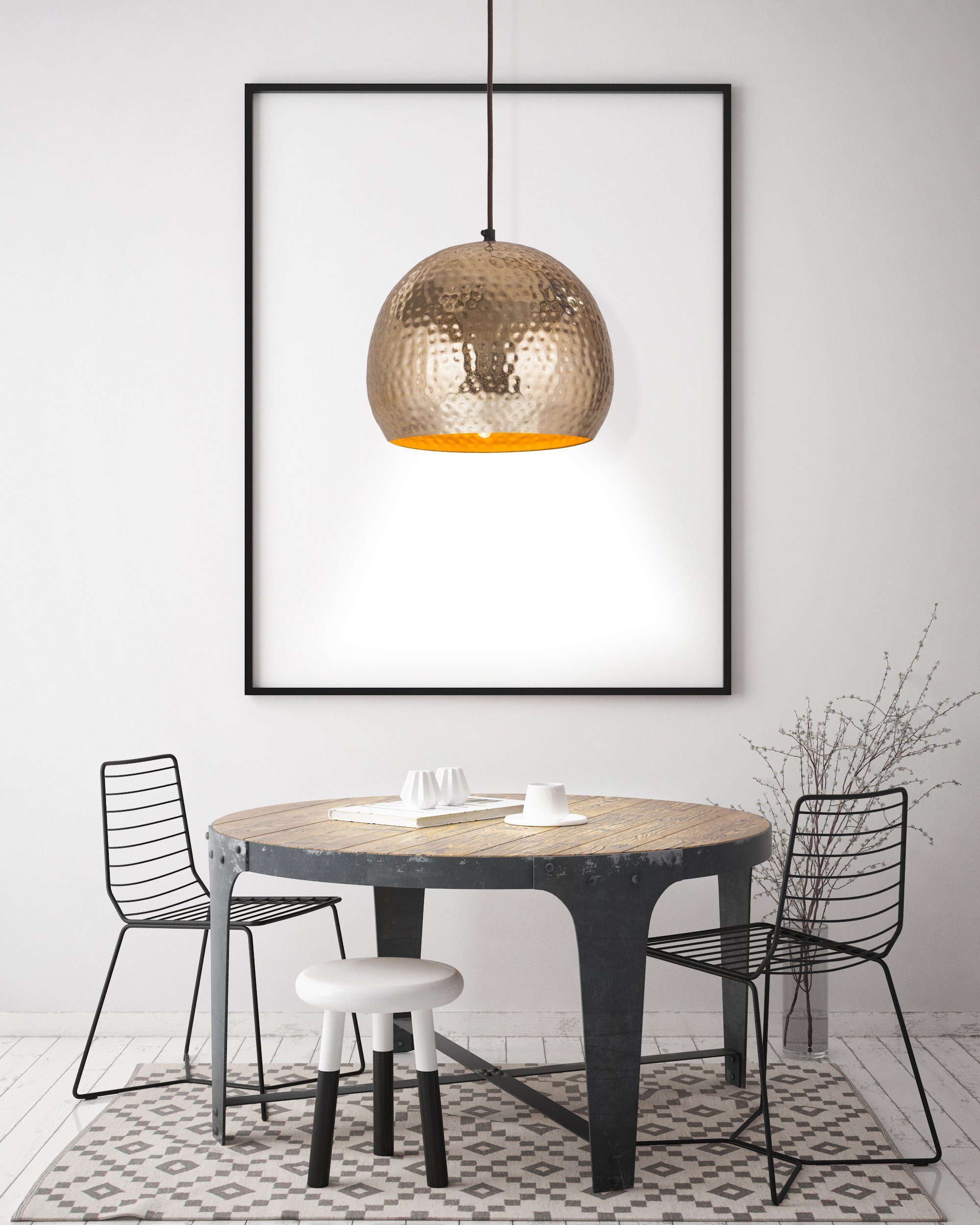 Kayoom Hanglamp Fabricia Metalen hanglamp in industriële stijl, handgemaakt in klokvorm (1 stuk)