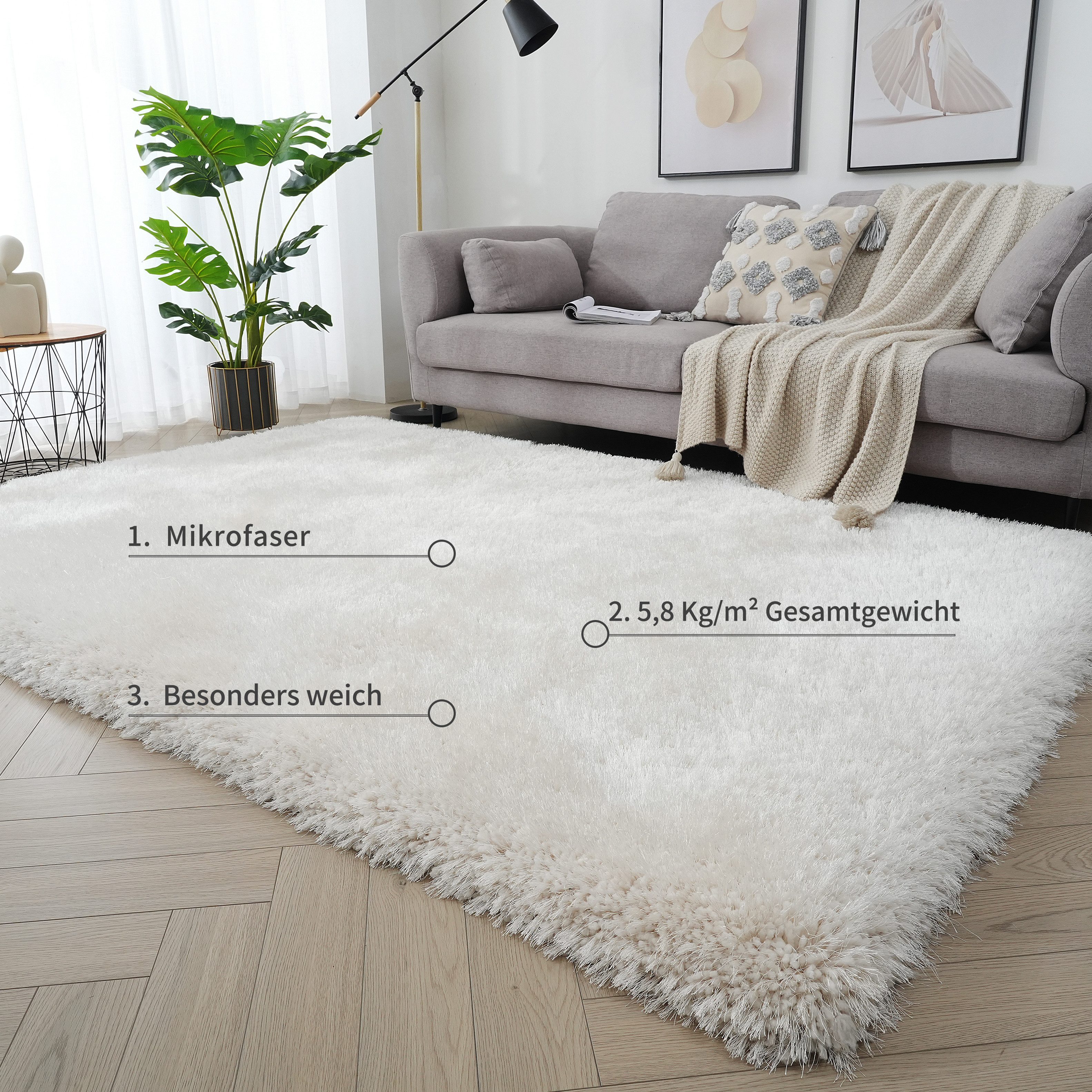 Guido Maria Kretschmer Home&Living Hoogpolig vloerkleed Micro exclusieve tapijt, zeer hoge pool, zacht door microvezel