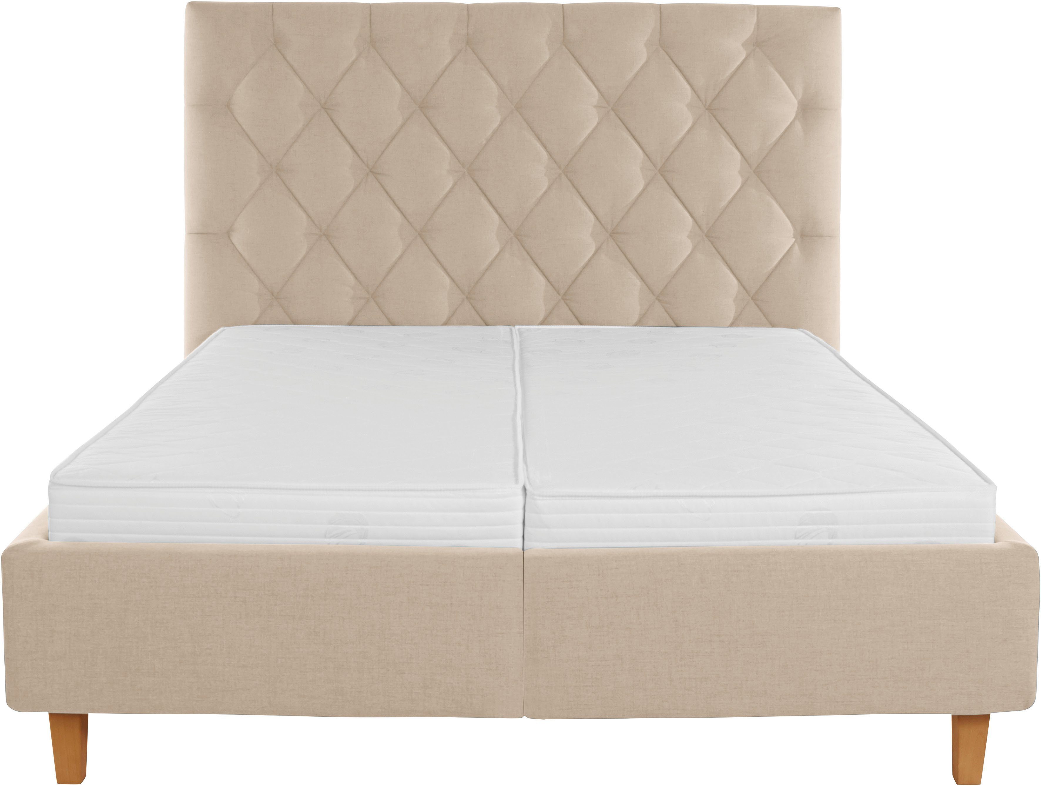 Guido Maria Kretschmer Home&Living Gestoffeerd bed Sunley 140 Kruisstiksel, hoofdbordhoogte 142 cm, zonder of met matras/lattenbodem