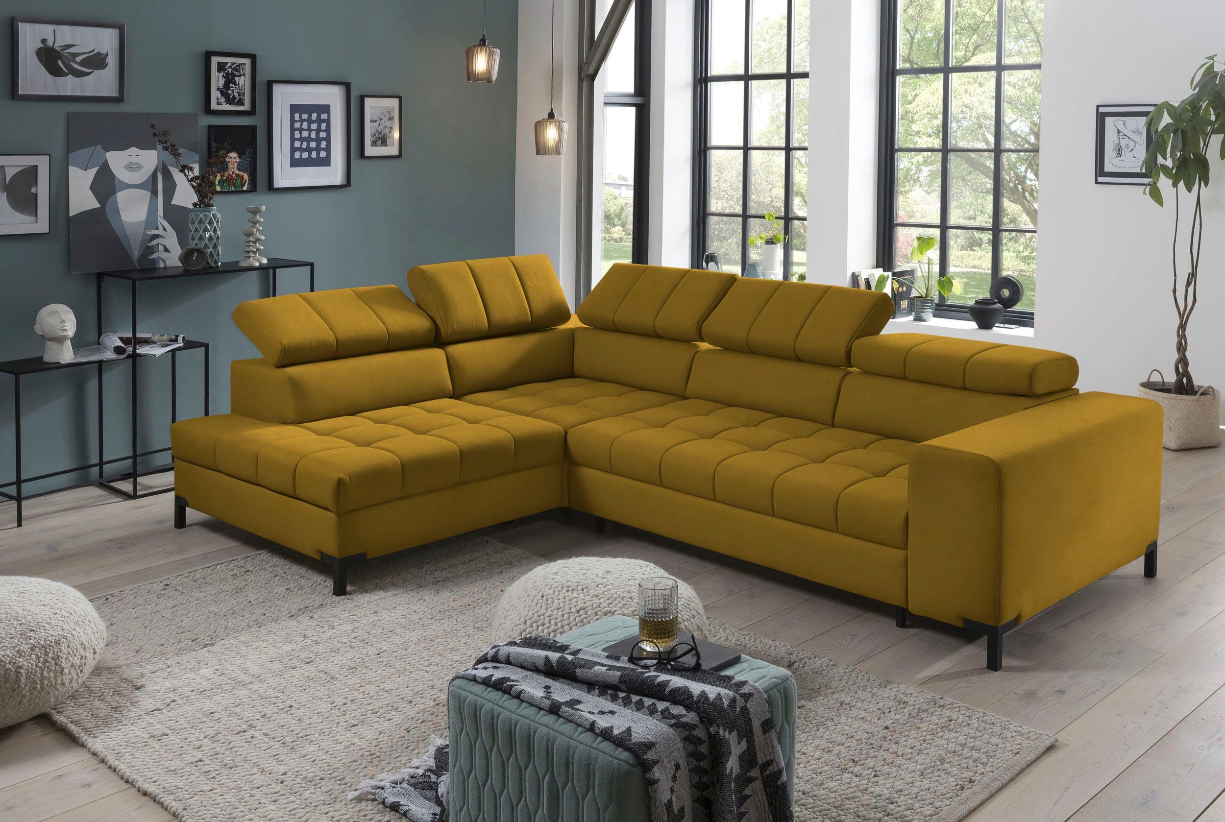 exxpo - sofa fashion Hoekbank Bocco, hoogwaardige afwerking, geweldig zitcomfort, comfortabel, L-vorm