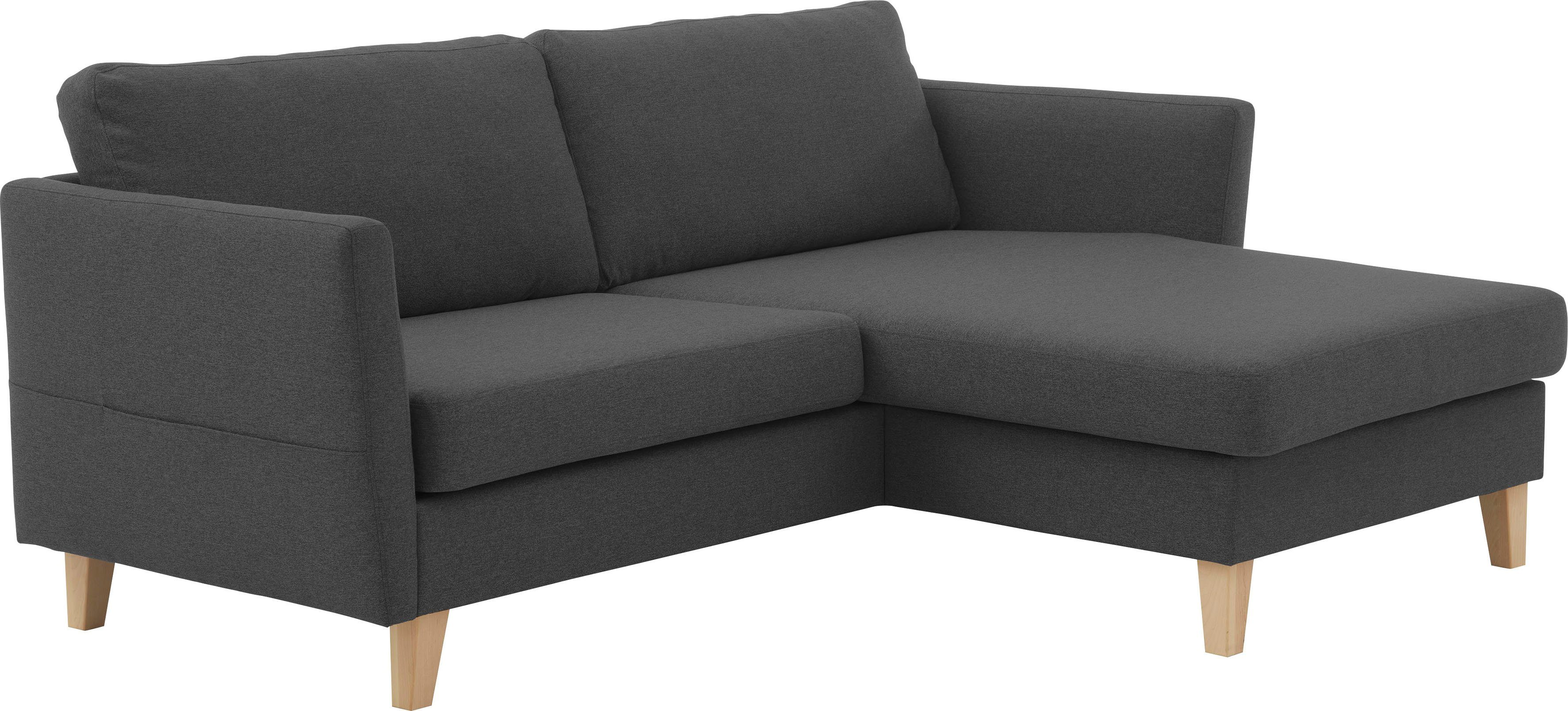 ATLANTIC home collection Hoekbank Mailo L-vorm met zakken opzij, récamier aan beide kanten te monteren, massief houten poten