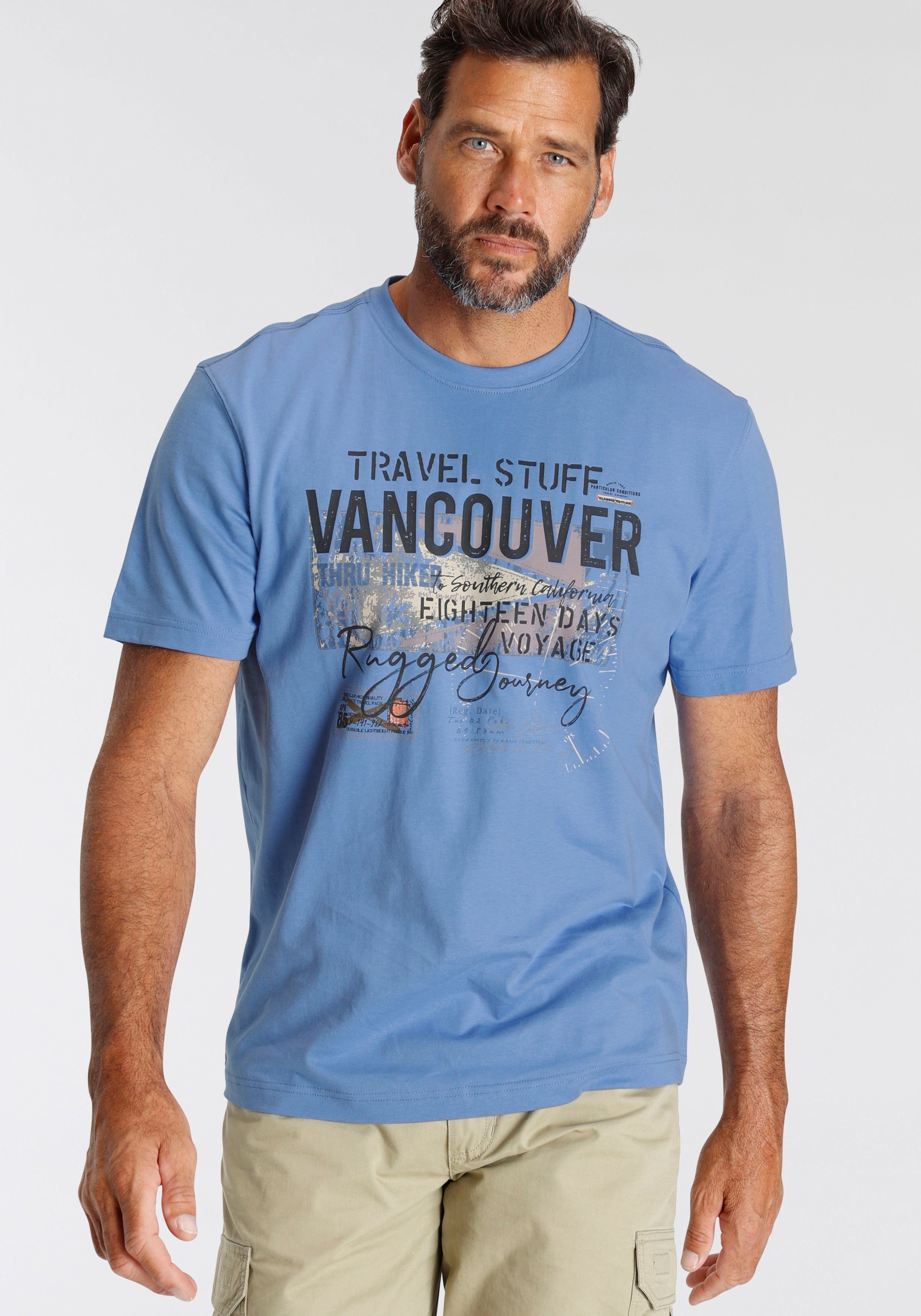 man's world t-shirt met borstprint blauw