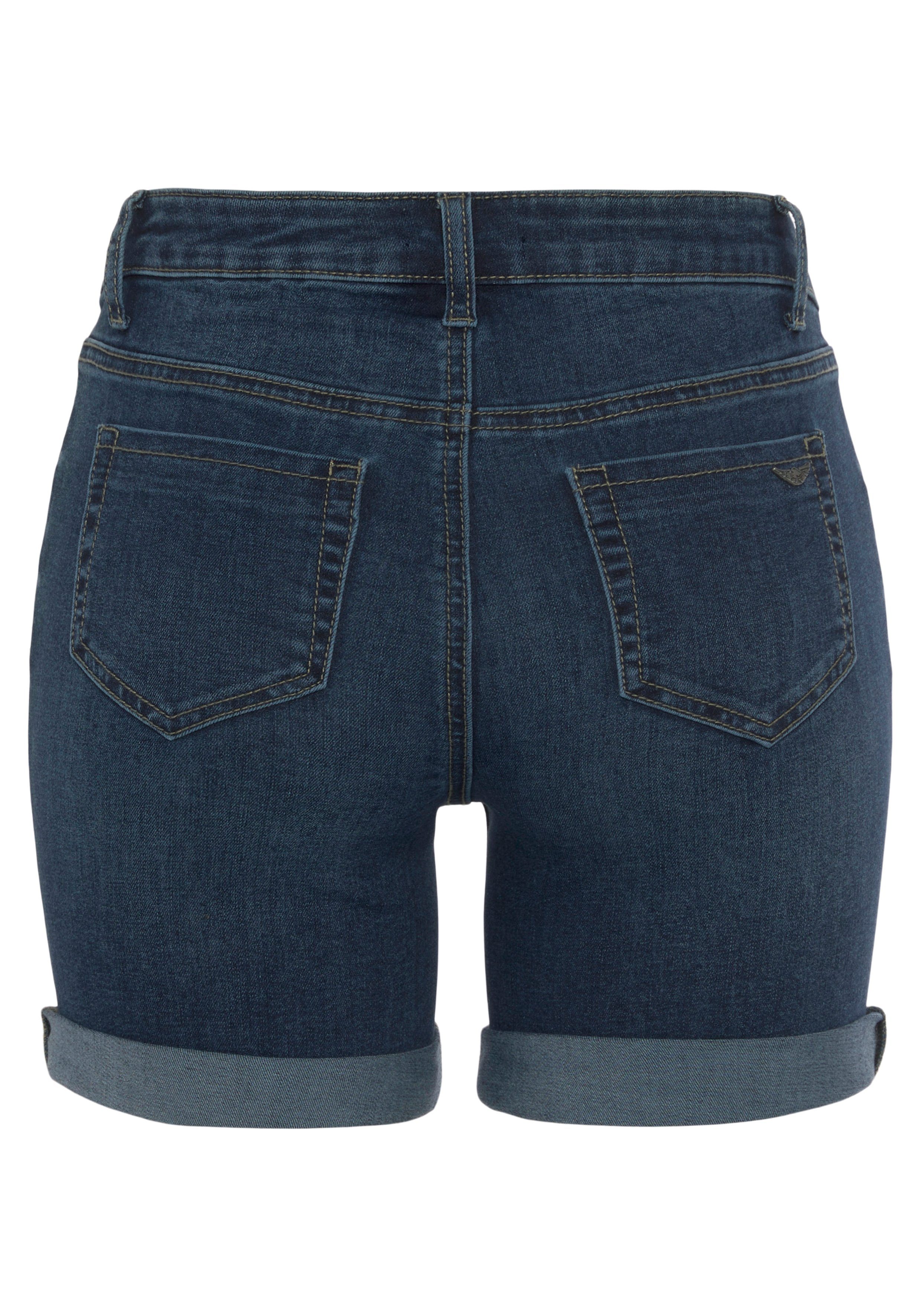 Arizona Jeansshort Ultra Stretch extra strak gesneden, opgerolde beenafsluitingen