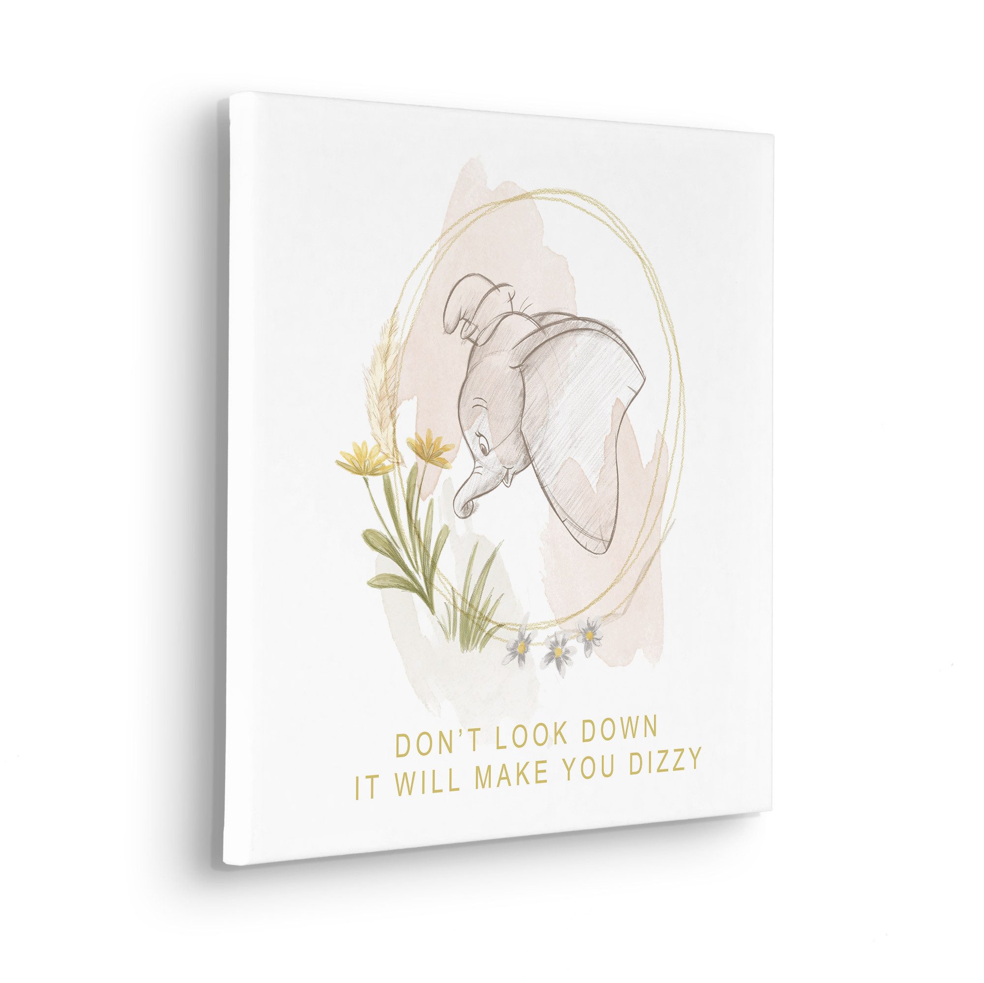 Komar Artprint op linnen Disney Dumbo Don't Look Down 40 x 50 cm (breedte x hoogte) - kinderkamer, decoratie (1 stuk)