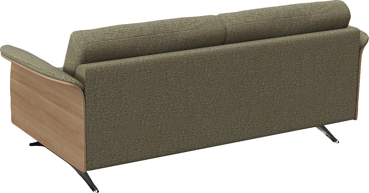 FLEXLUX 2,5-zitsbank Glow sofa, bank Premium zit: koudschuim & vering, armleuning van geolied eiken, voet van aluminium