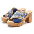 lascana slippers in een excellente materialenmix met comfortabele blokhak blauw