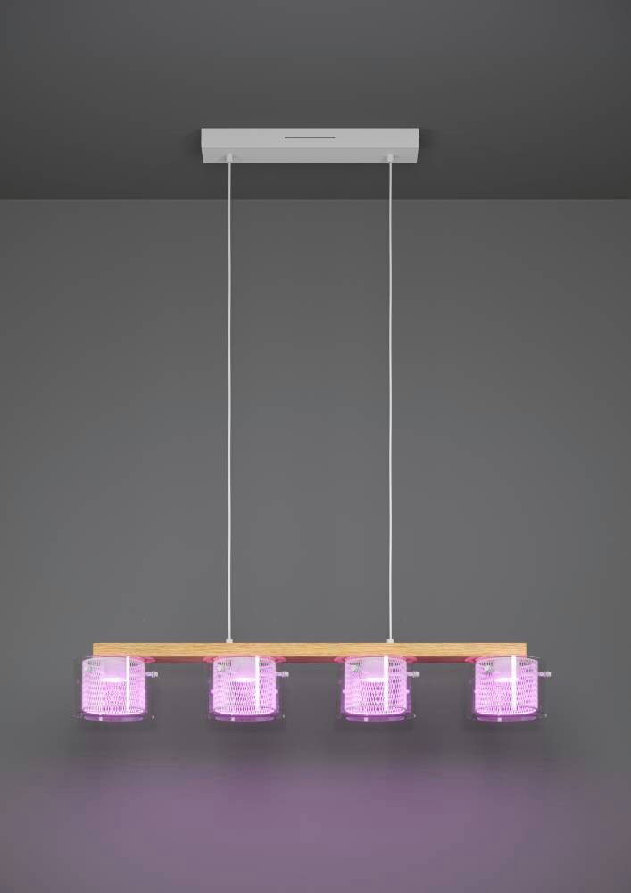 EGLO Hanglamp PORTICO-Z hanglamp hout wit, ZigBee 3.0, timer, pendellamp App / spraakbesturing Alexa, 88x15x110cm, excl. afstandsbediening (1 stuk)