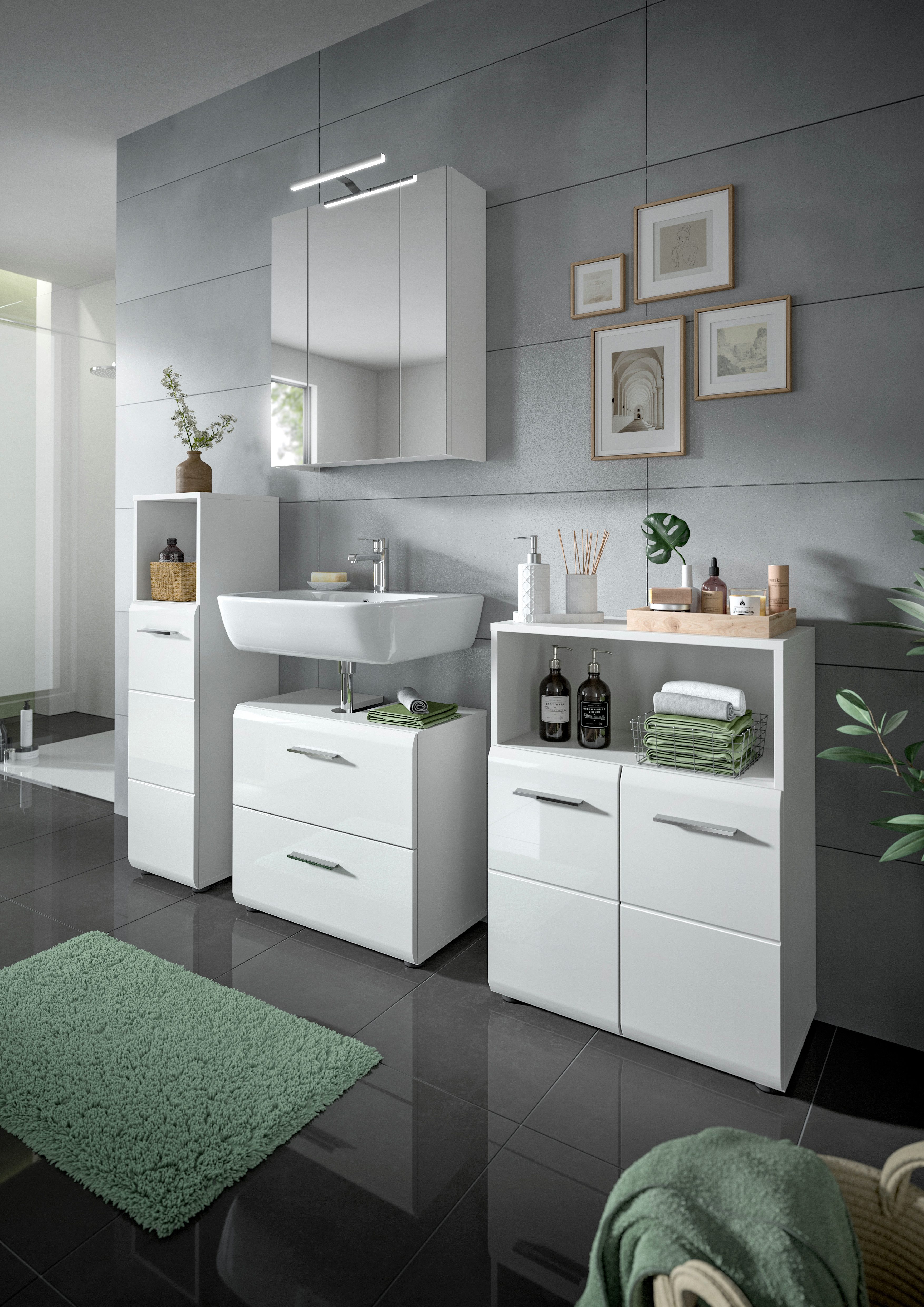 INOSIGN Wastafelonderkast FLORENZ, TOPSELLER!, Breedte 60 cm, 2 lades, incl. sifonaansluiting