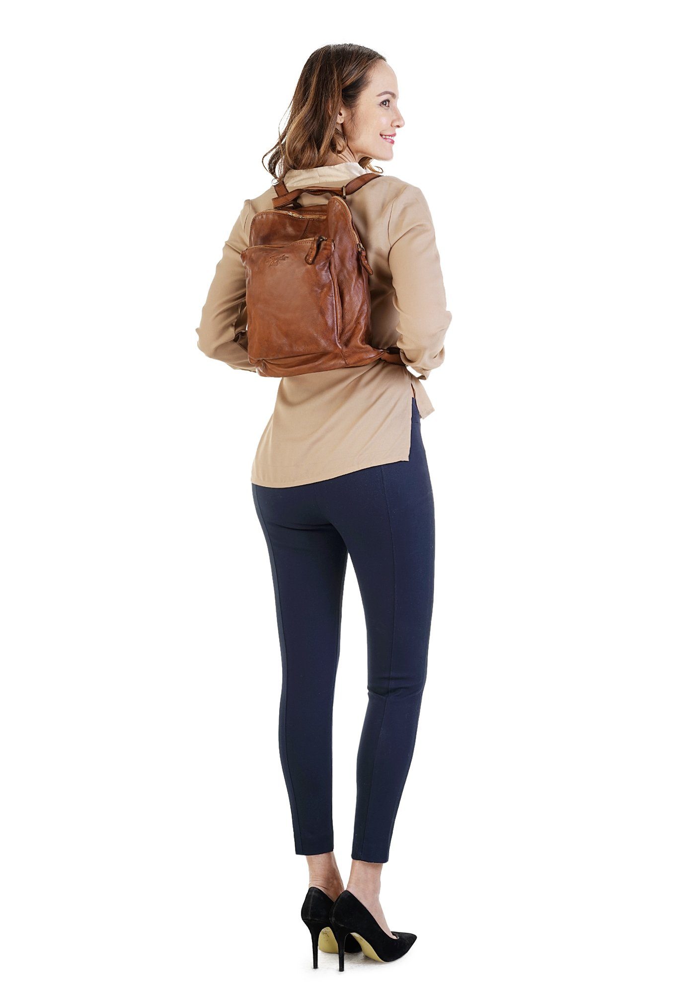 Samantha Look Rugzak echt leer, made in italy
