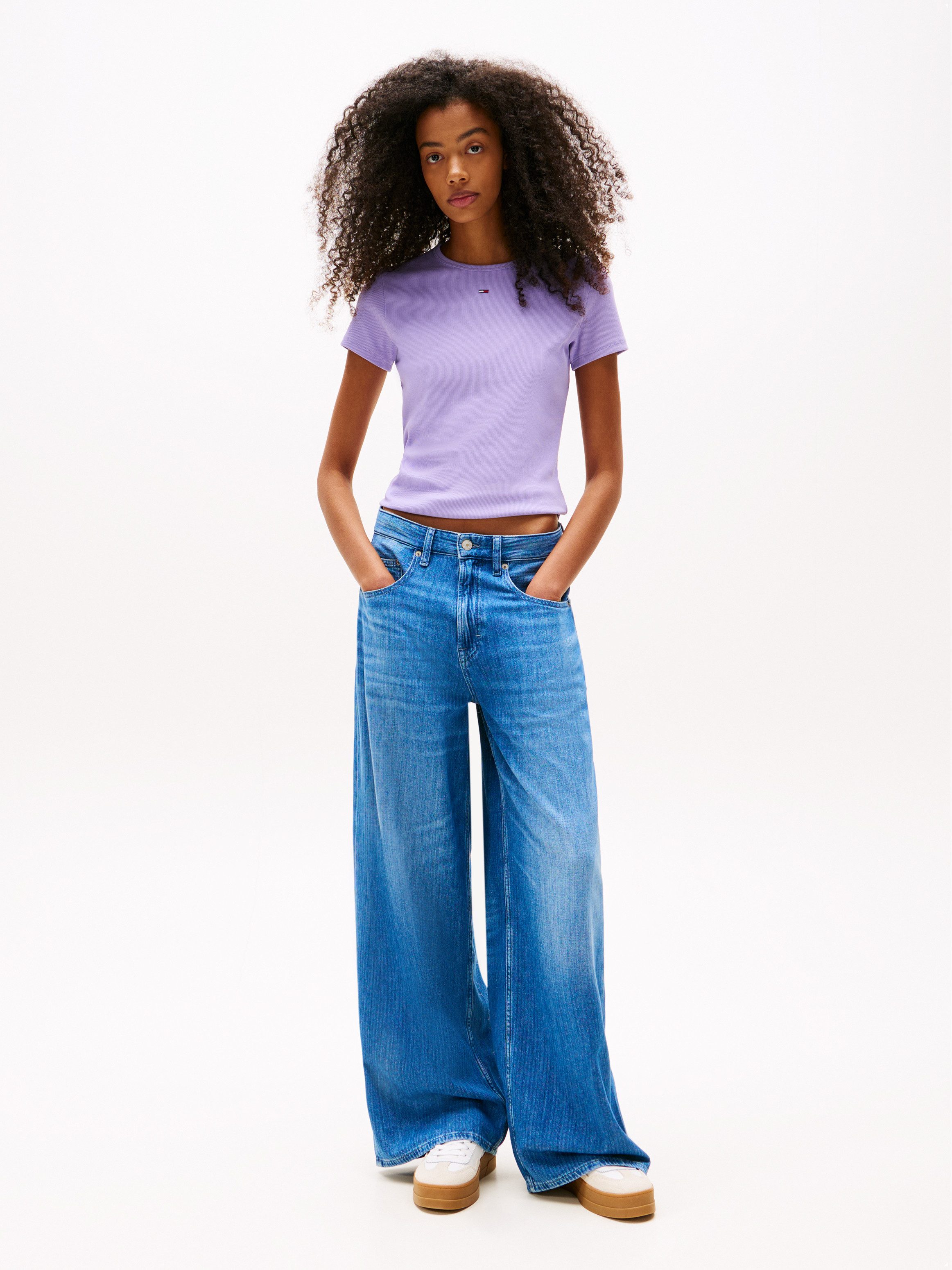 TOMMY JEANS Shirt met korte mouwen TJW SLIM ESSENTIAL RIB SS EXT