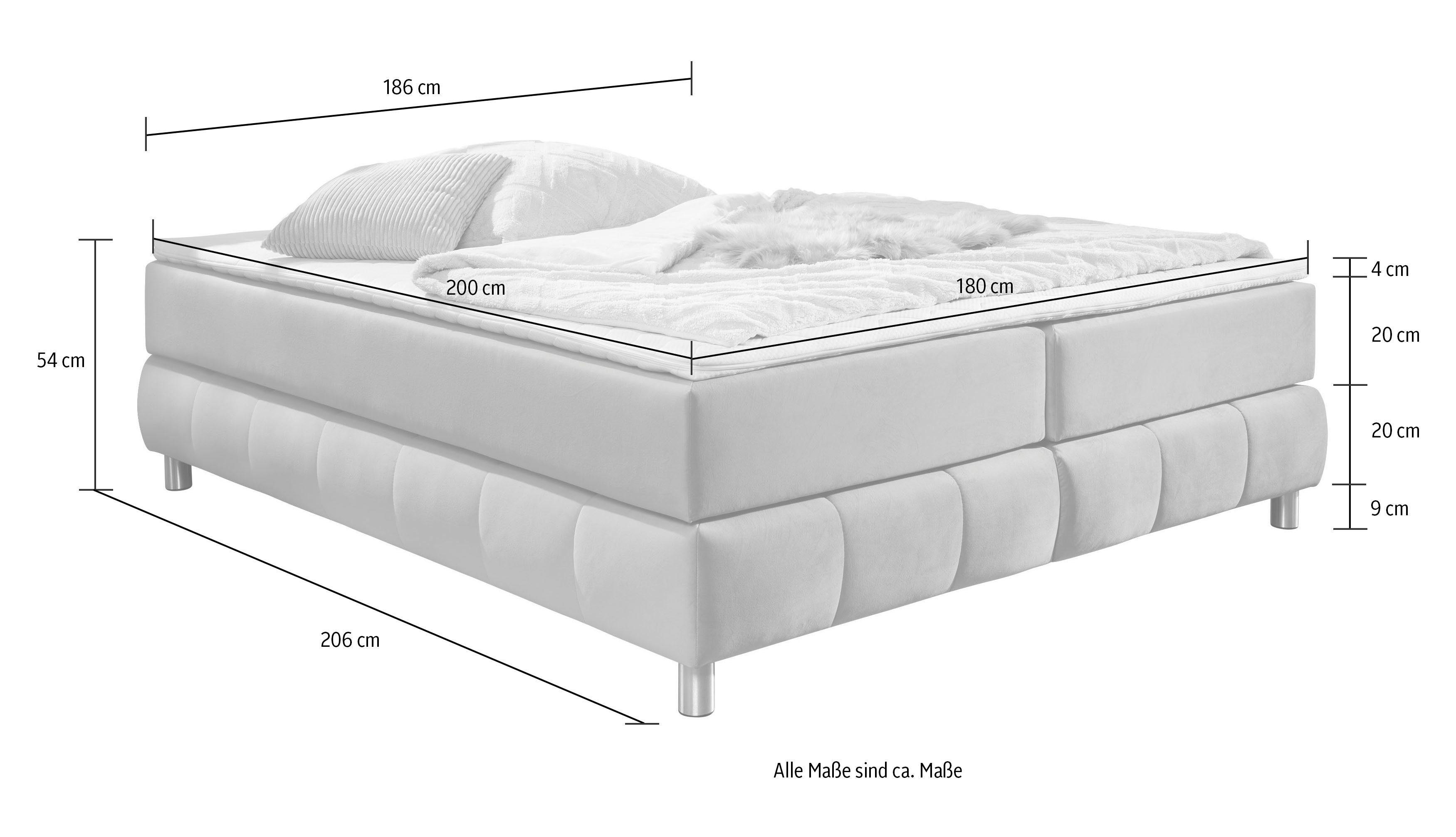 andas Boxspring Salo Zonder hoofdbord, incl. matrastopper, ook in extra lange versie 220 cm verkrijgbaar