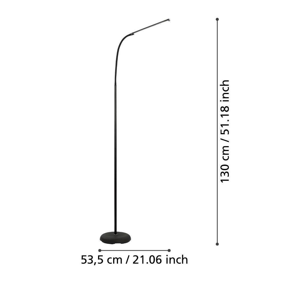 EGLO Staande lamp LAROA LED vloerlamp, wit, touchsensor, 4-staps dimmen, modern Staande lamp, touch, dimbaar, staande lamp, staande lamp, led-bureaulamp