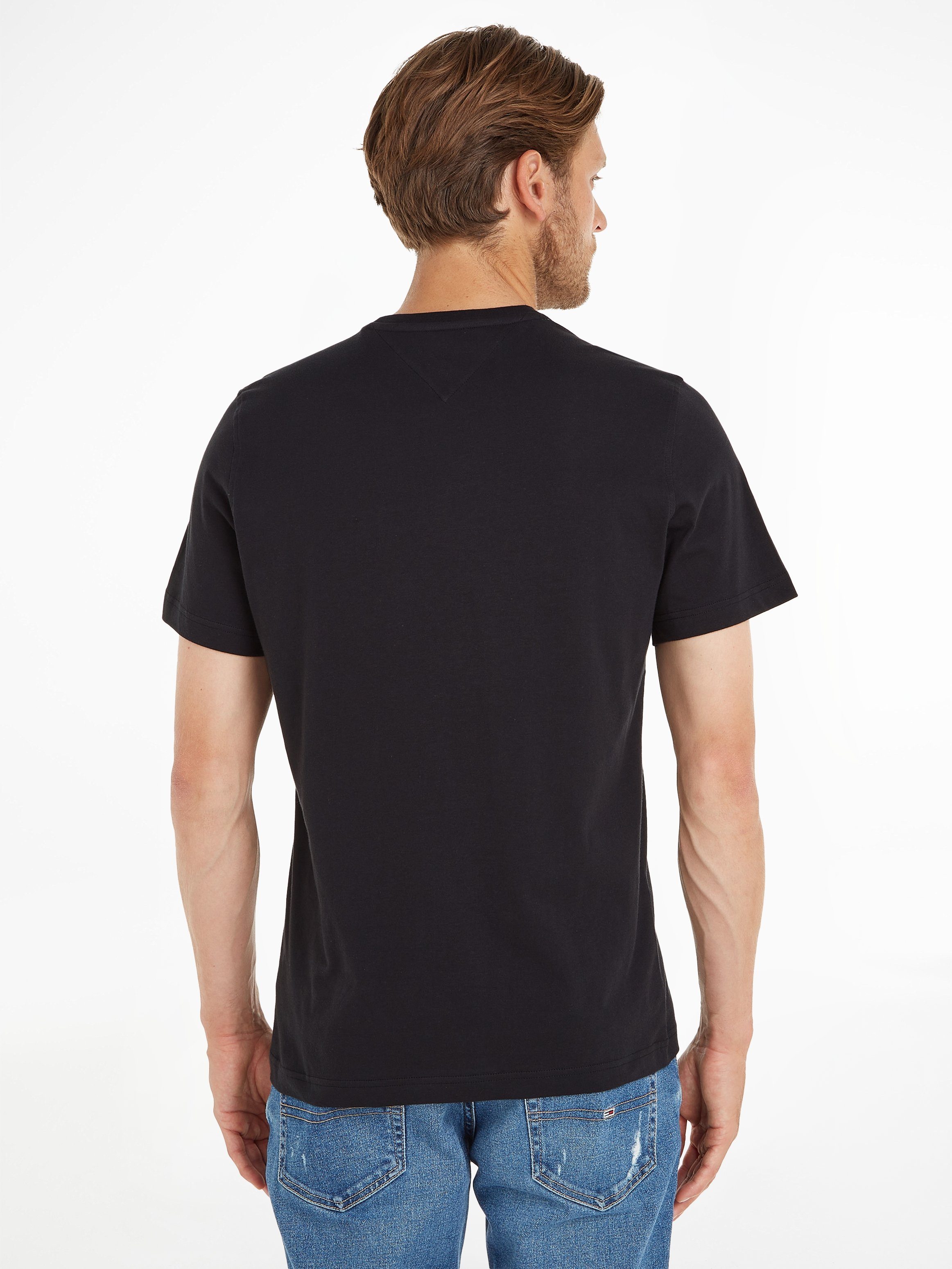 TOMMY JEANS T-shirt TJM ESSENTIAL SOLID TEE met ronde hals en subtiele logo-vlag