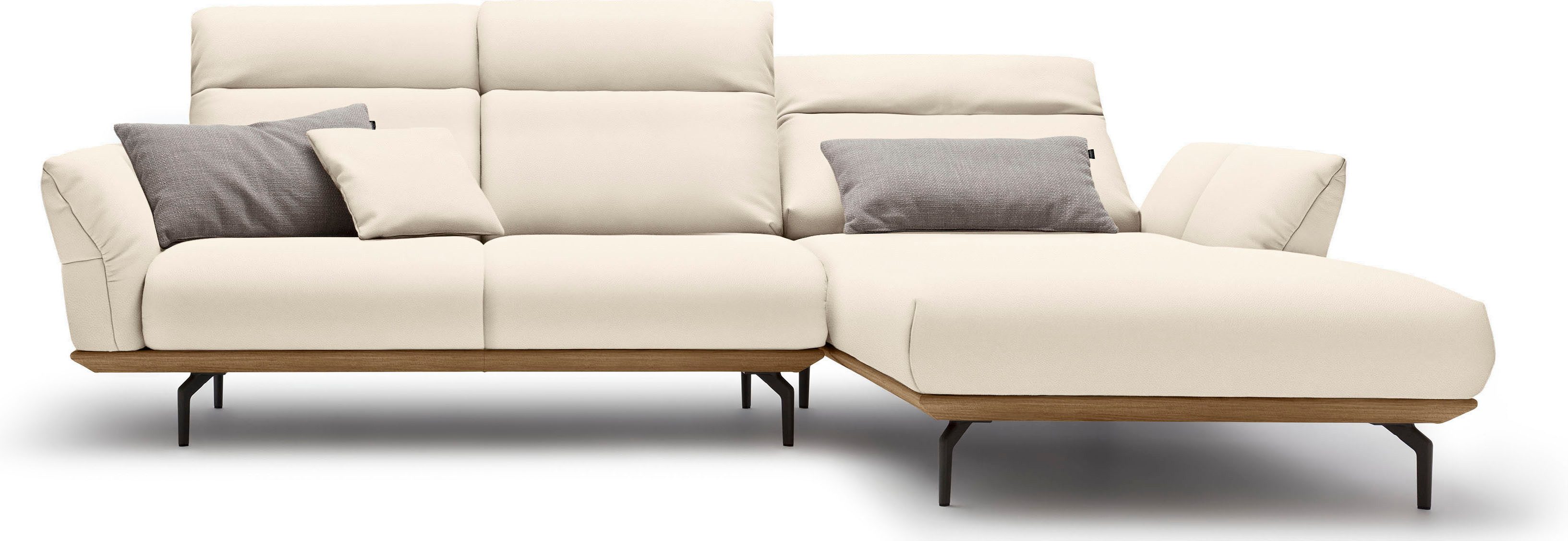 OTTO Creation BY ROLF BENZ Hoekbank Hs.460 Sokkel in walnotenhout, onderstel in umbra grijs, breedte 298 cm wit, hoekbanken, Recamiere rechts