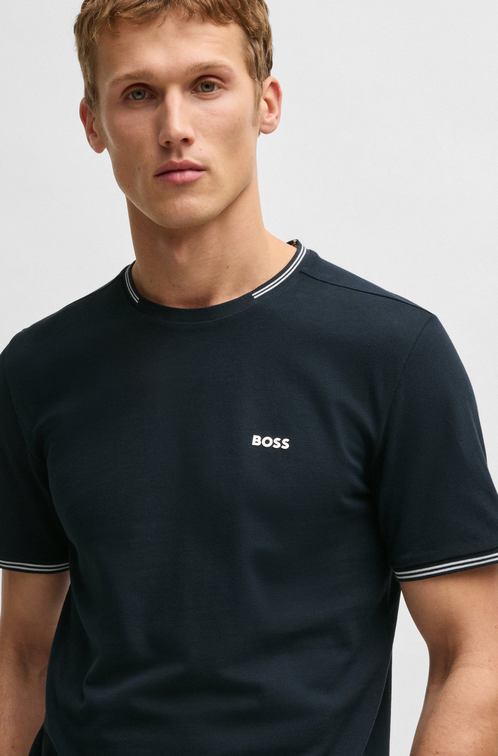 BOSS GREEN T-shirt Taul met contrasterende streepdetails