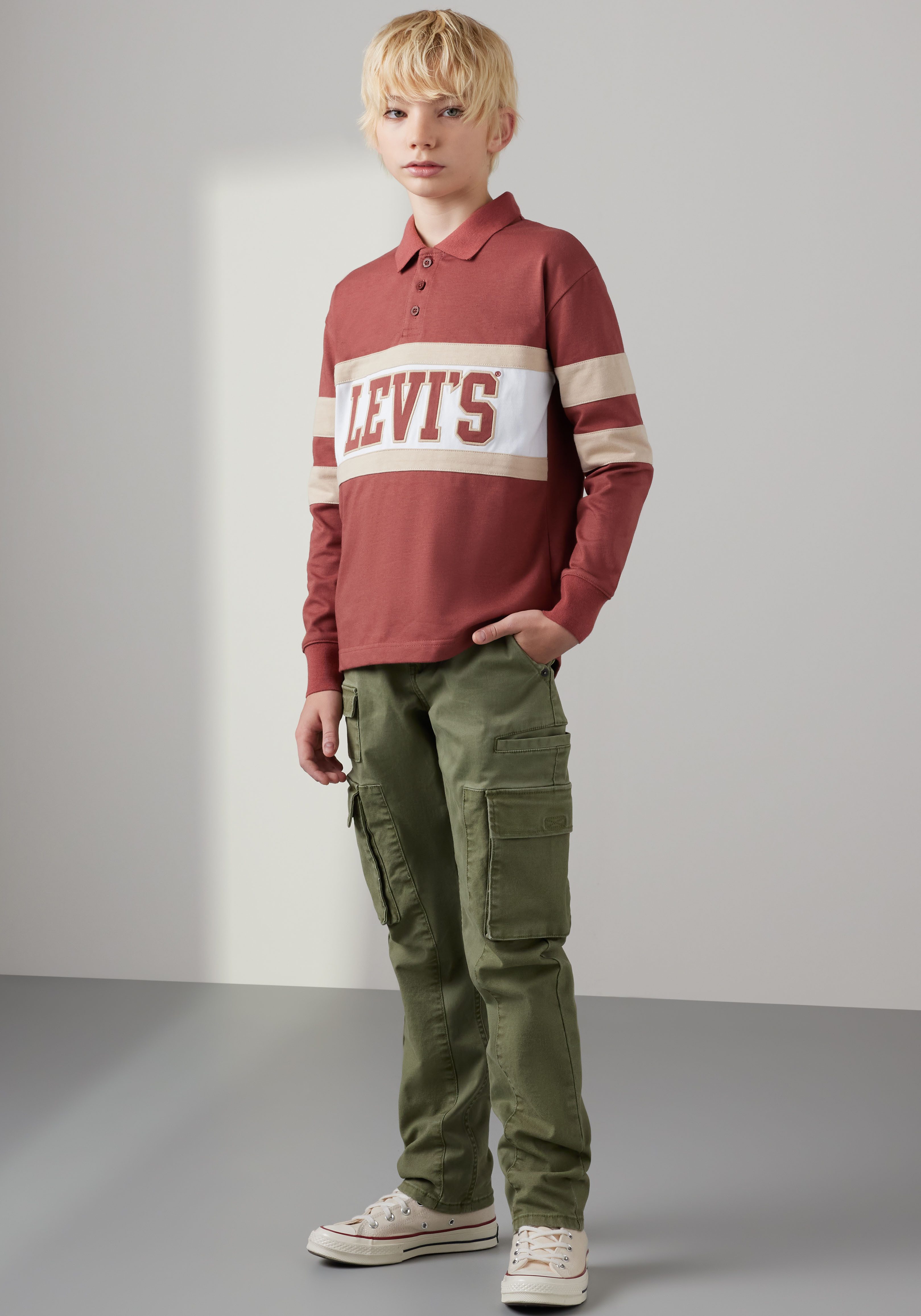 Levi's Kidswear Poloshirt met lange mouwen LVB RELAXED LS POLO met merkopschrift voor jongens