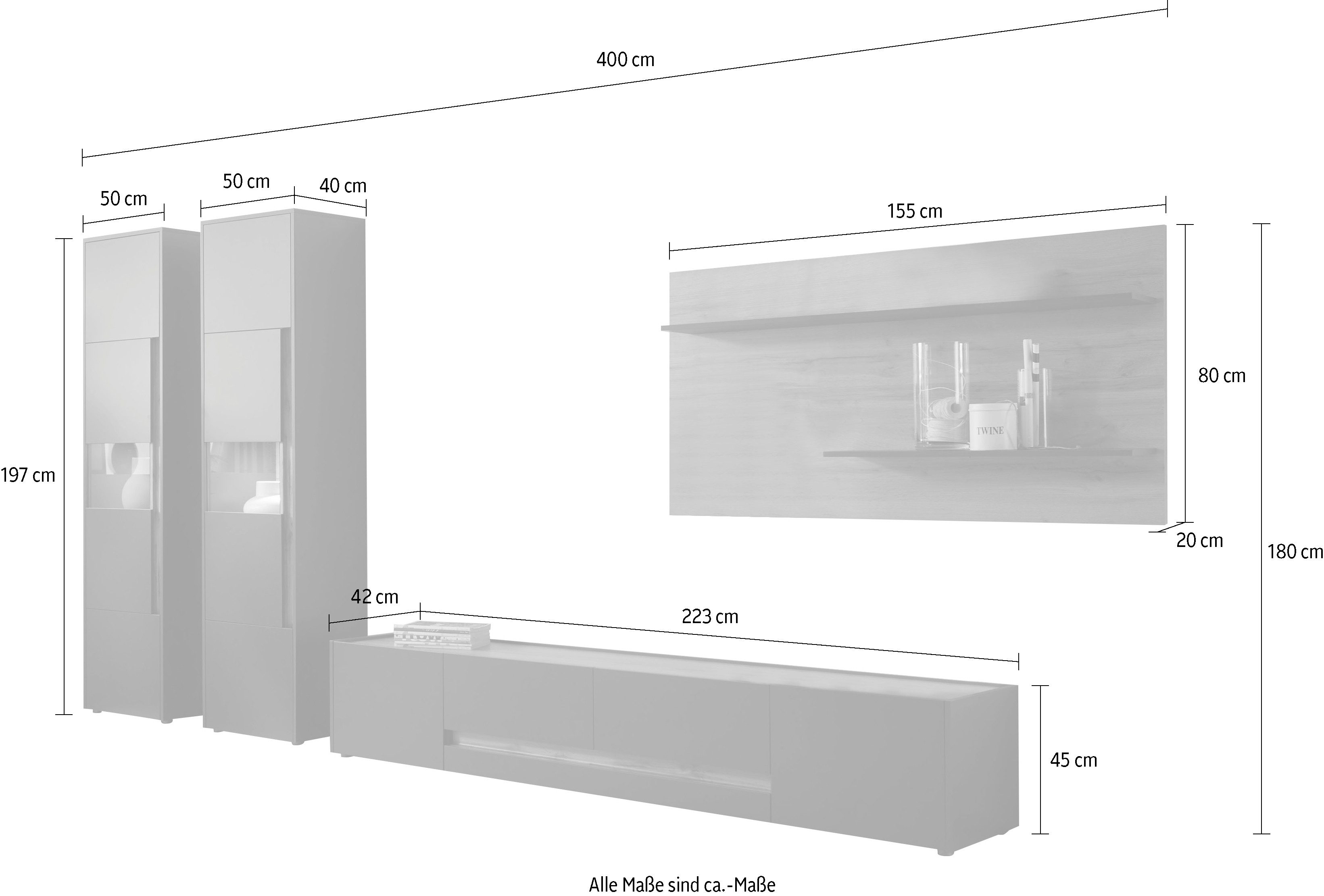 INOSIGN Wandmeubel City/Giron Breedte ca. 400 cm (set, 4-delig)