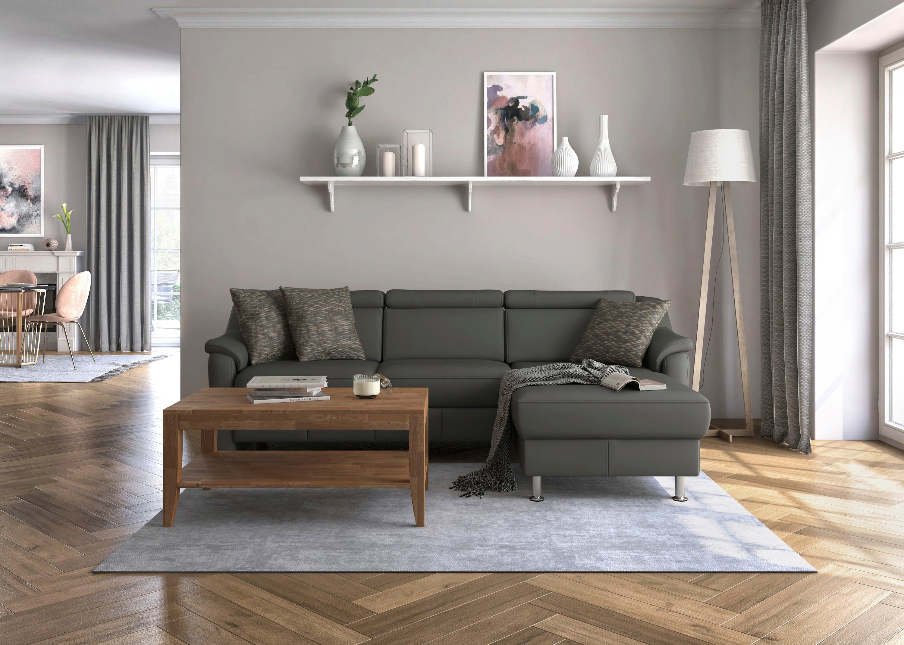 sit&more Hoekbank Freetown L-vorm met verstelbare hoofdsteun en comfortabele binnenvering