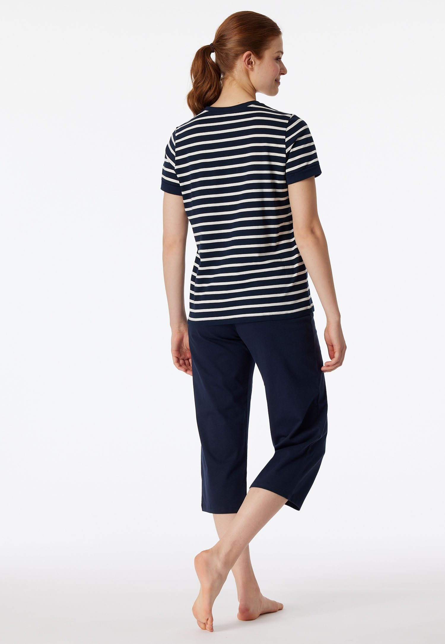 Schiesser Pyjama Casual Essentials met modieus omgeslagen mouwen