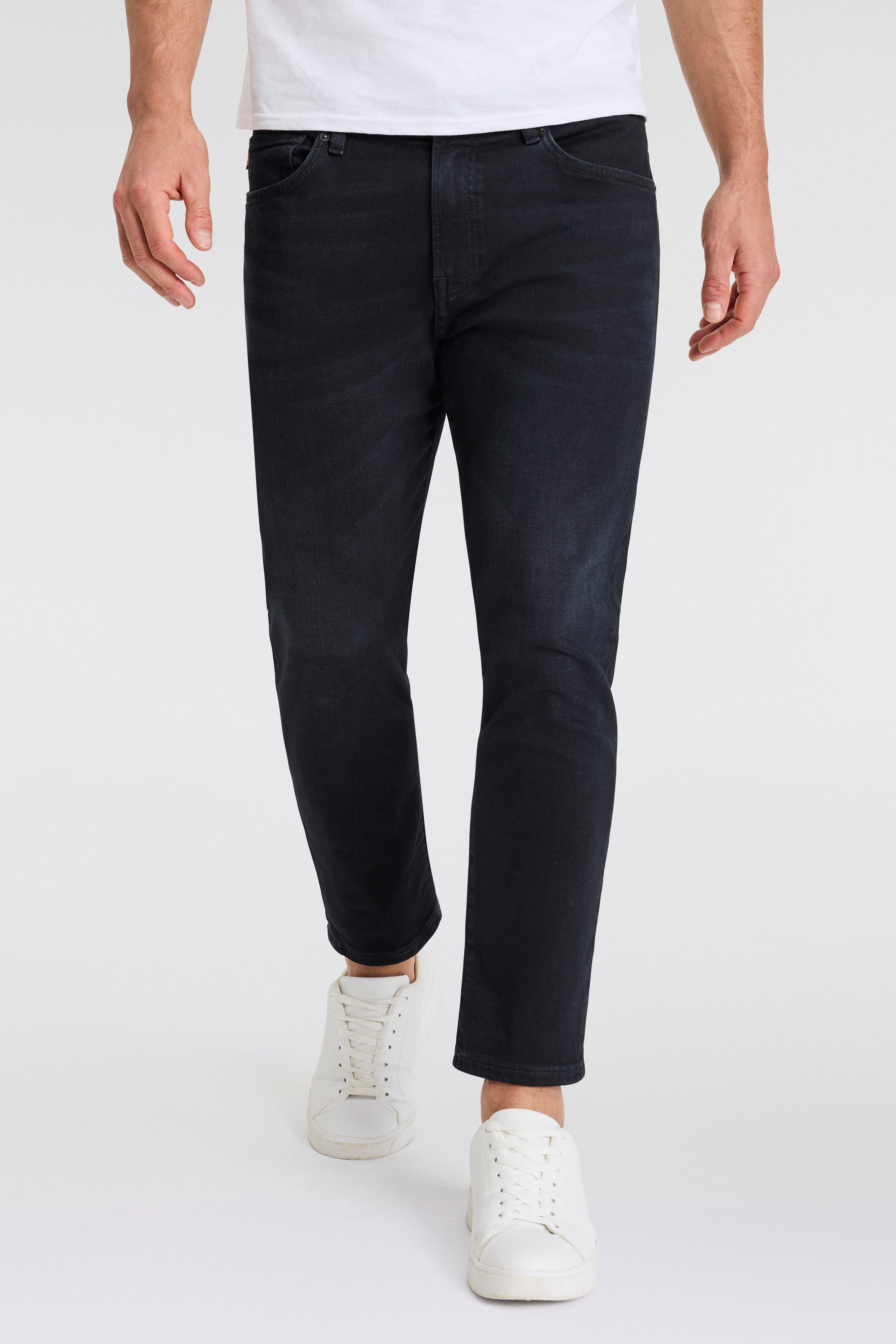 Boss Orange Straight jeans RE.MAINE BO met lederen boss badge heren straight jeans maat 31 blauw