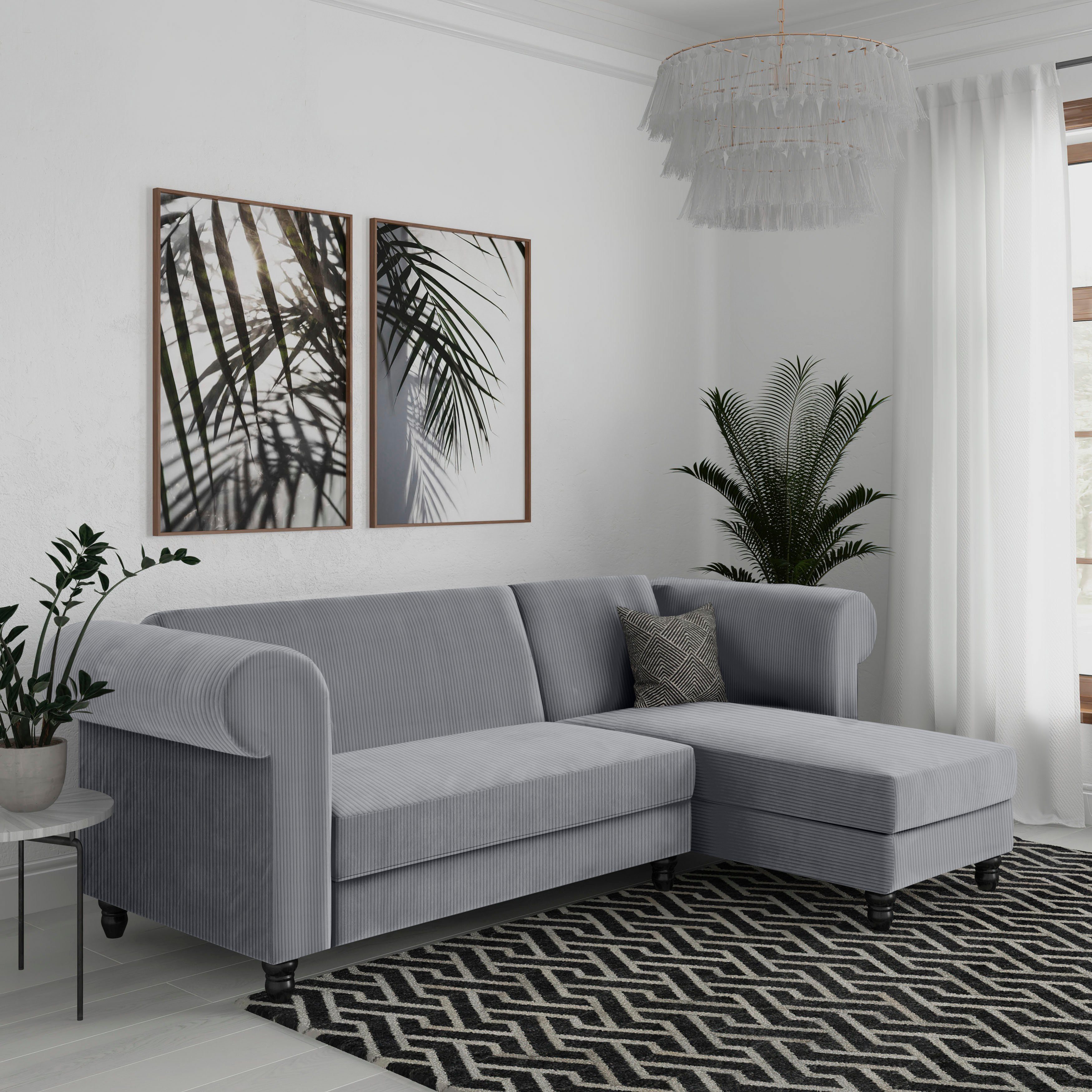 Dorel Home Hoekbank Felix II, L-model, bedbank 241cm (ligoppervlak 108x195 cm),