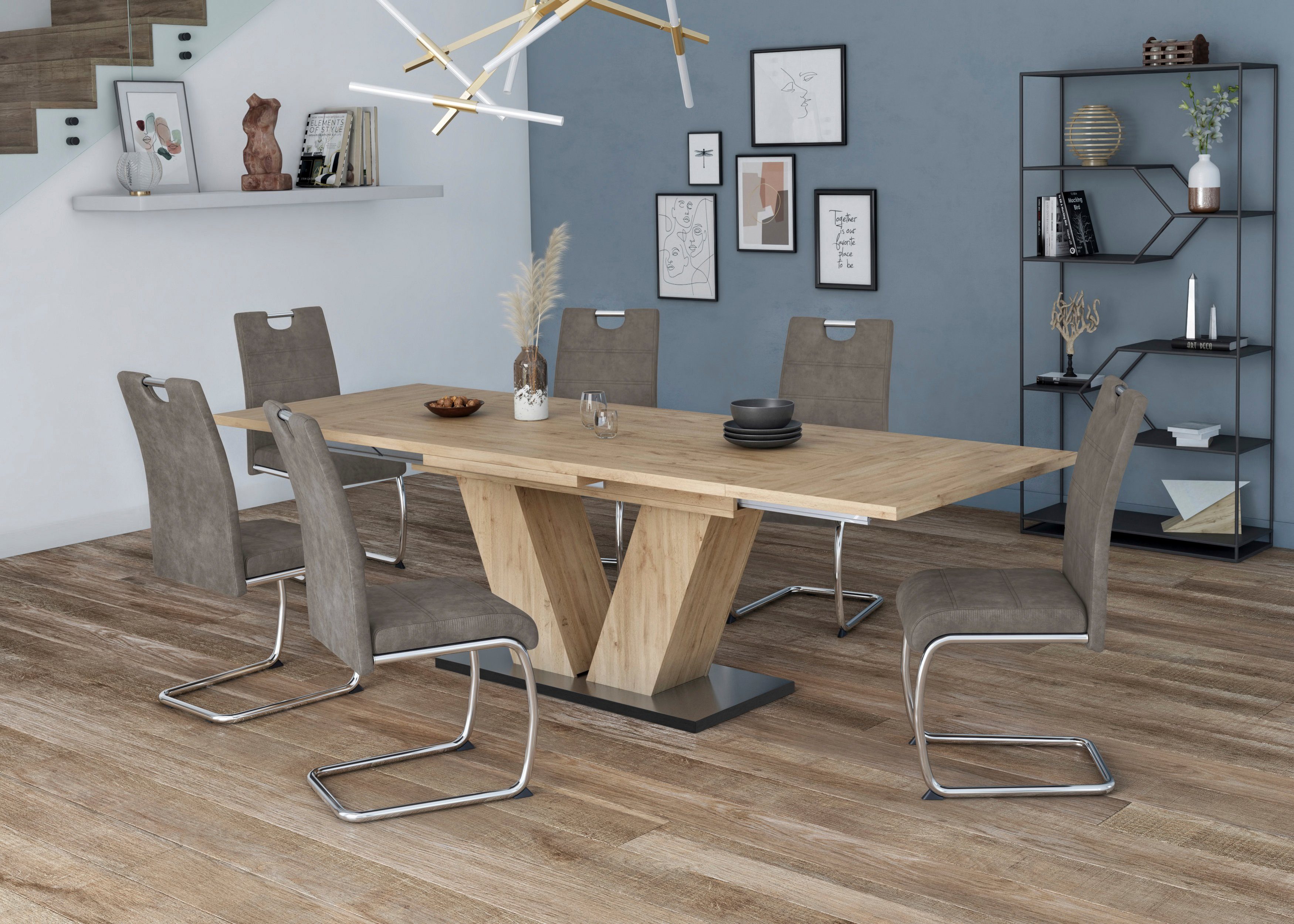 HELA Vrijdragende stoel Flora, eetkamerstoelen Vrijdragende stoel set: 1, 2 of 4 stuks, hoog zitcomfort