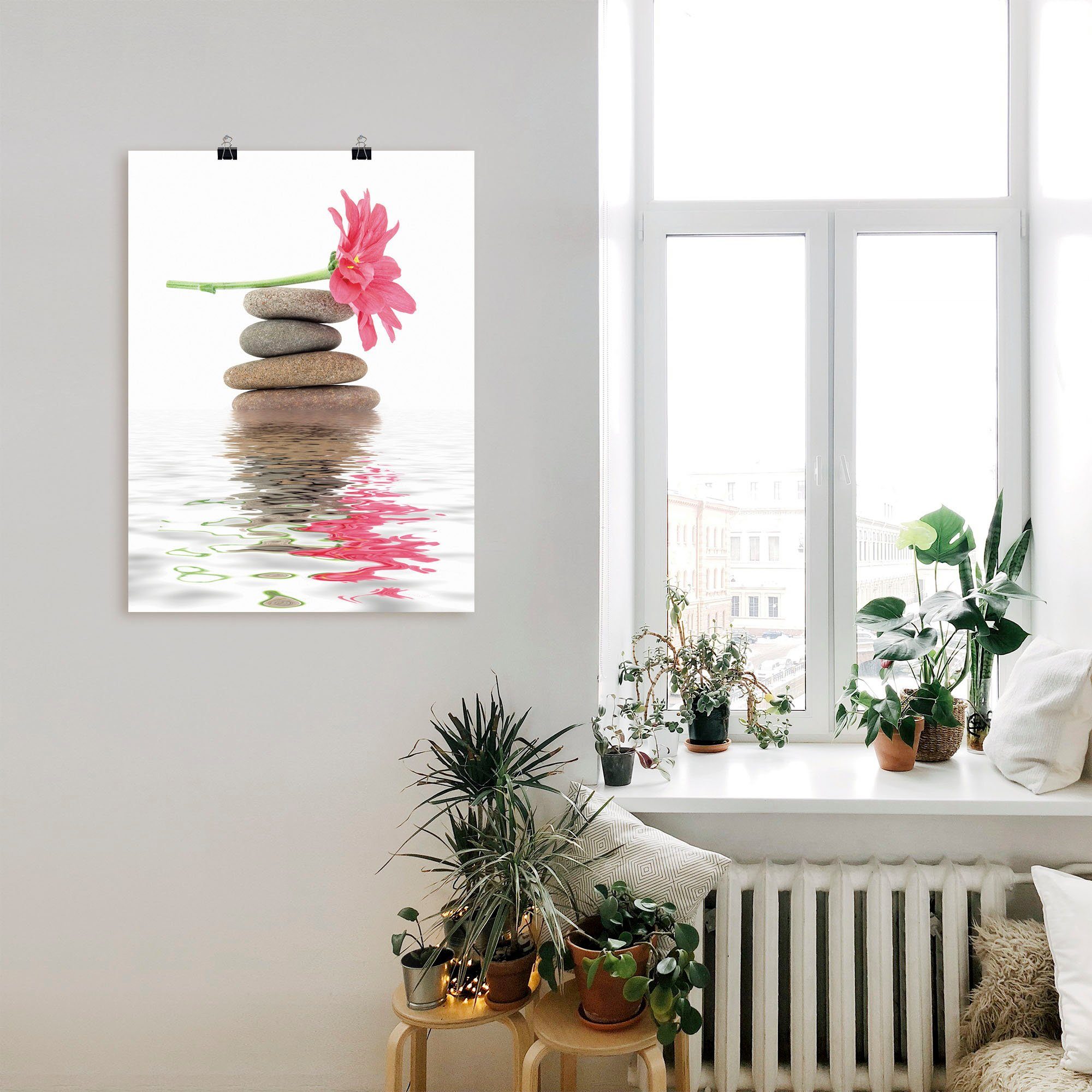 Artland Artprint Zen Spa stenen met bloemen I als artprint op linnen, poster in verschillende formaten maten