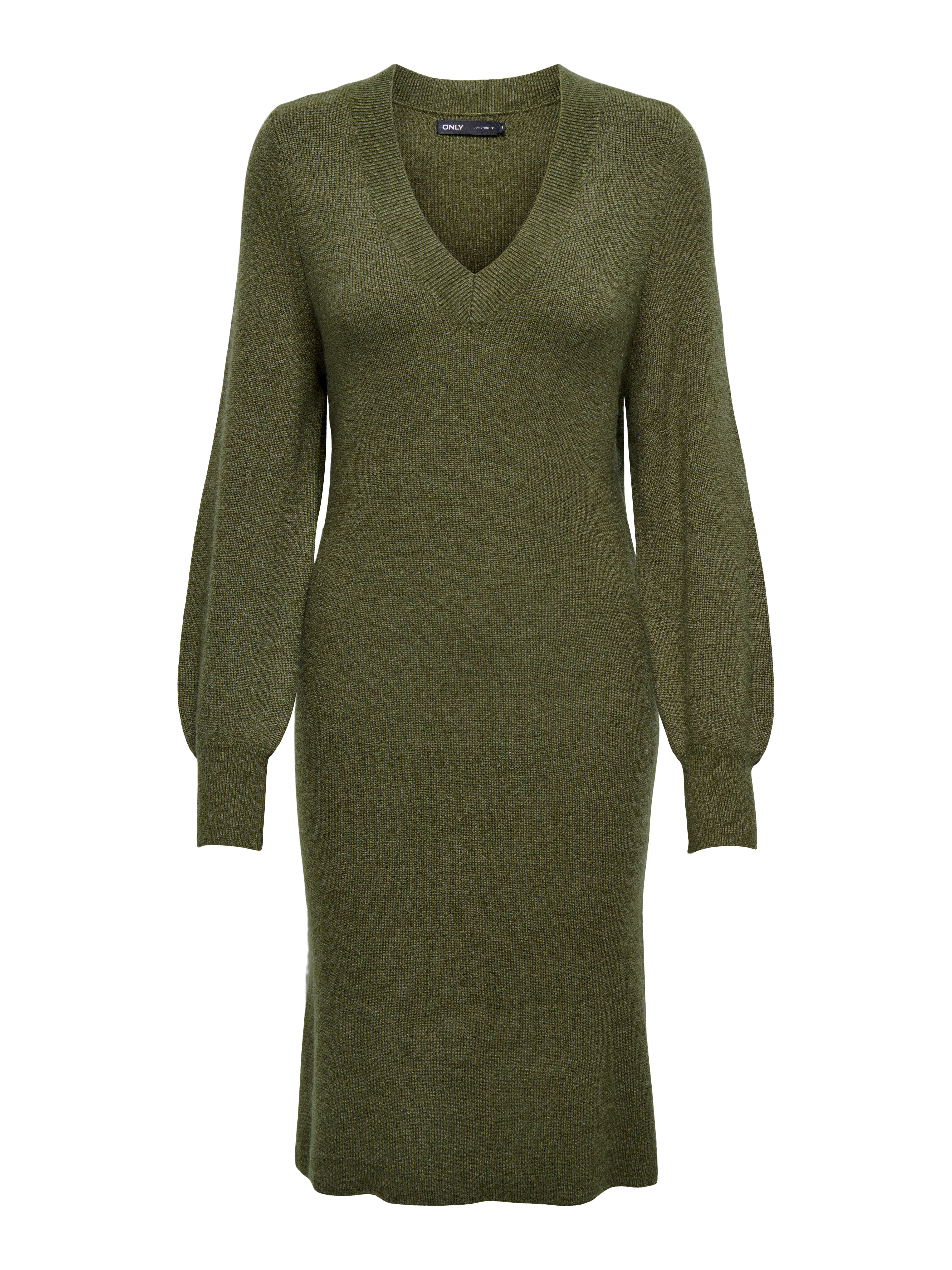 Only Gebreide jurk ONLKATIA LS V-NECK DRESS NCA KNT