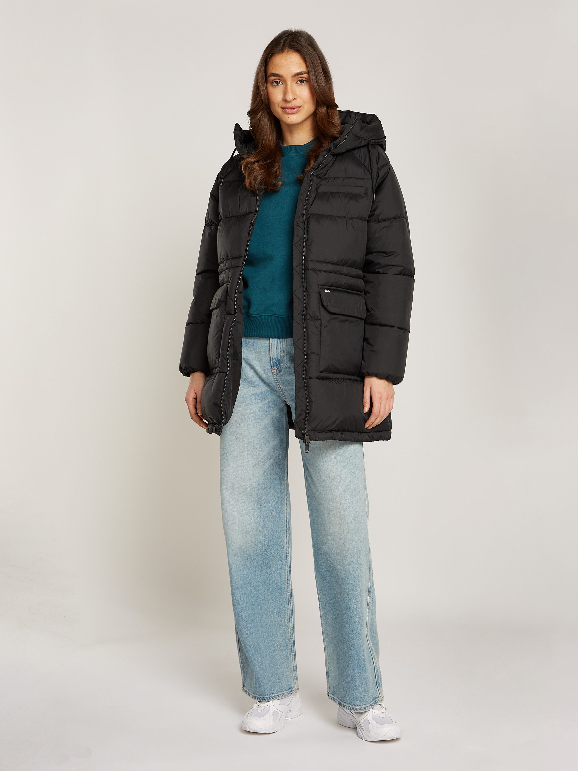 TOMMY JEANS Dames Jassen Tjw Midi Vail Puffer Zwart