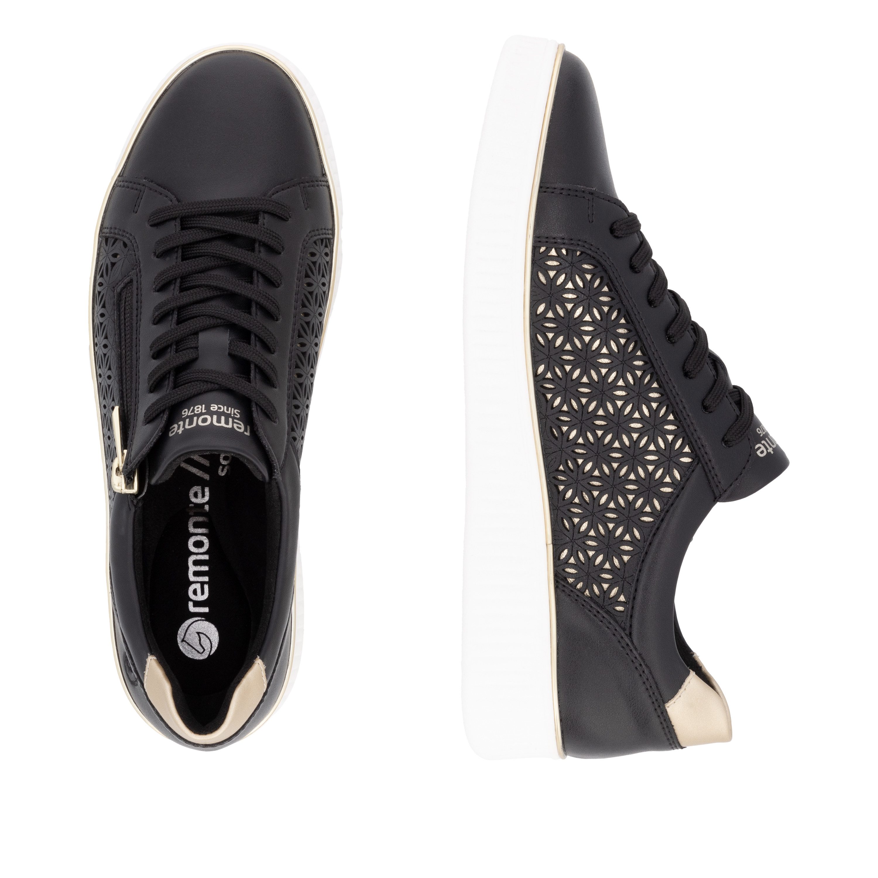 Remonte Plateausneakers , vrijetijdsschoen, veterschoen, lage schoen met perforatie