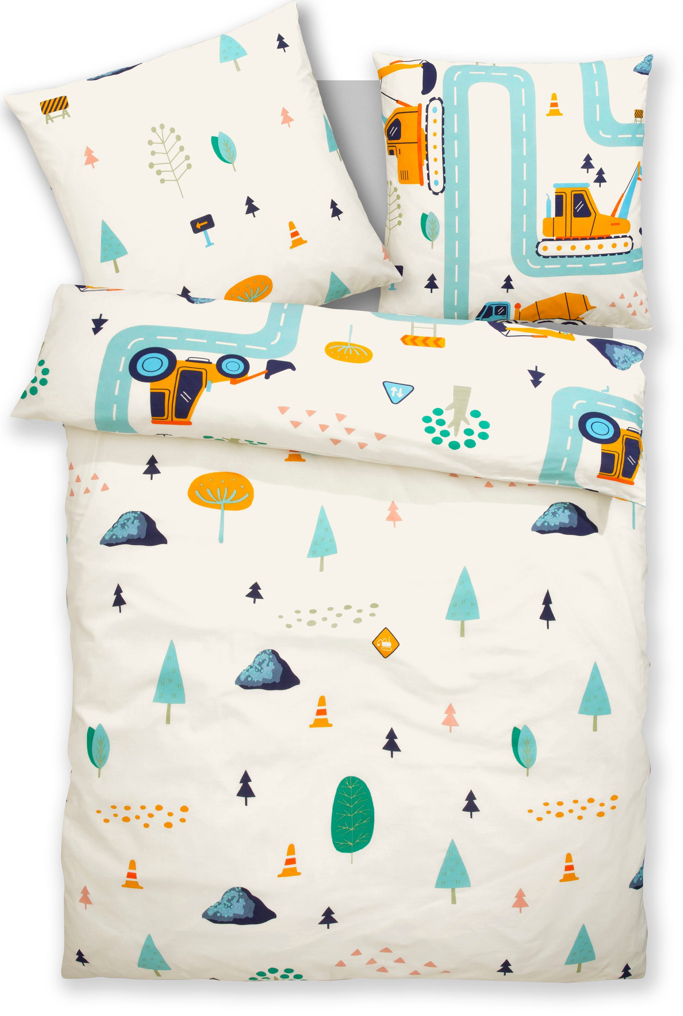 Lüttenhütt Kinderovertrekset Cuddlee in veel ontwerpen: dino, eenhoorn, ruimte, bouwplaats, hart, tractor, safari (2-delig)
