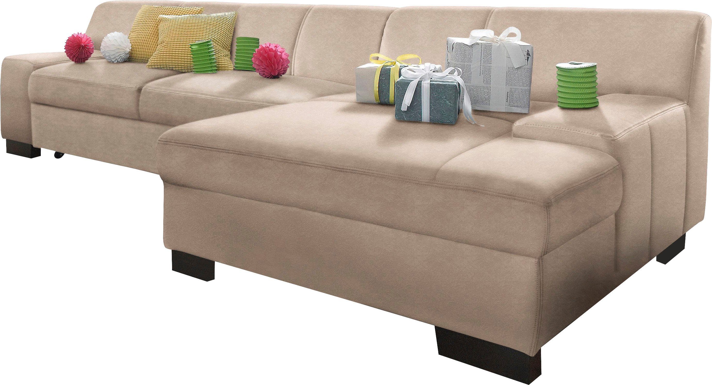 DOMO collection Hoekbank Norma, elegant en modern, met platte armleuningen, L-vorm