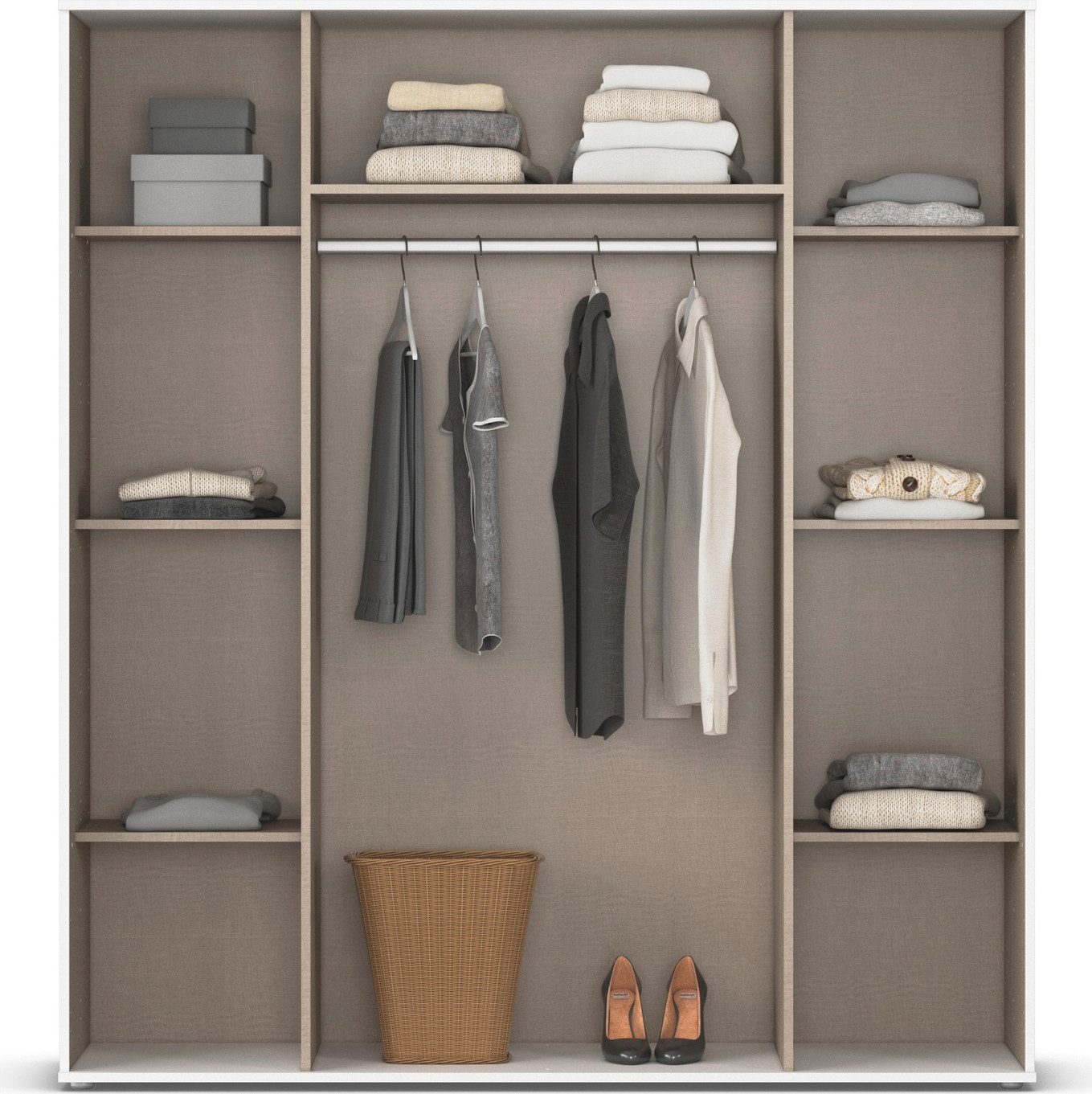 rauch Draaideurkast Kledingkast Kast Garderobe Wasmand ESSEA 4-deurs Breedte 168 cm met 4 lades en moderne grepen MADE IN GERMANY