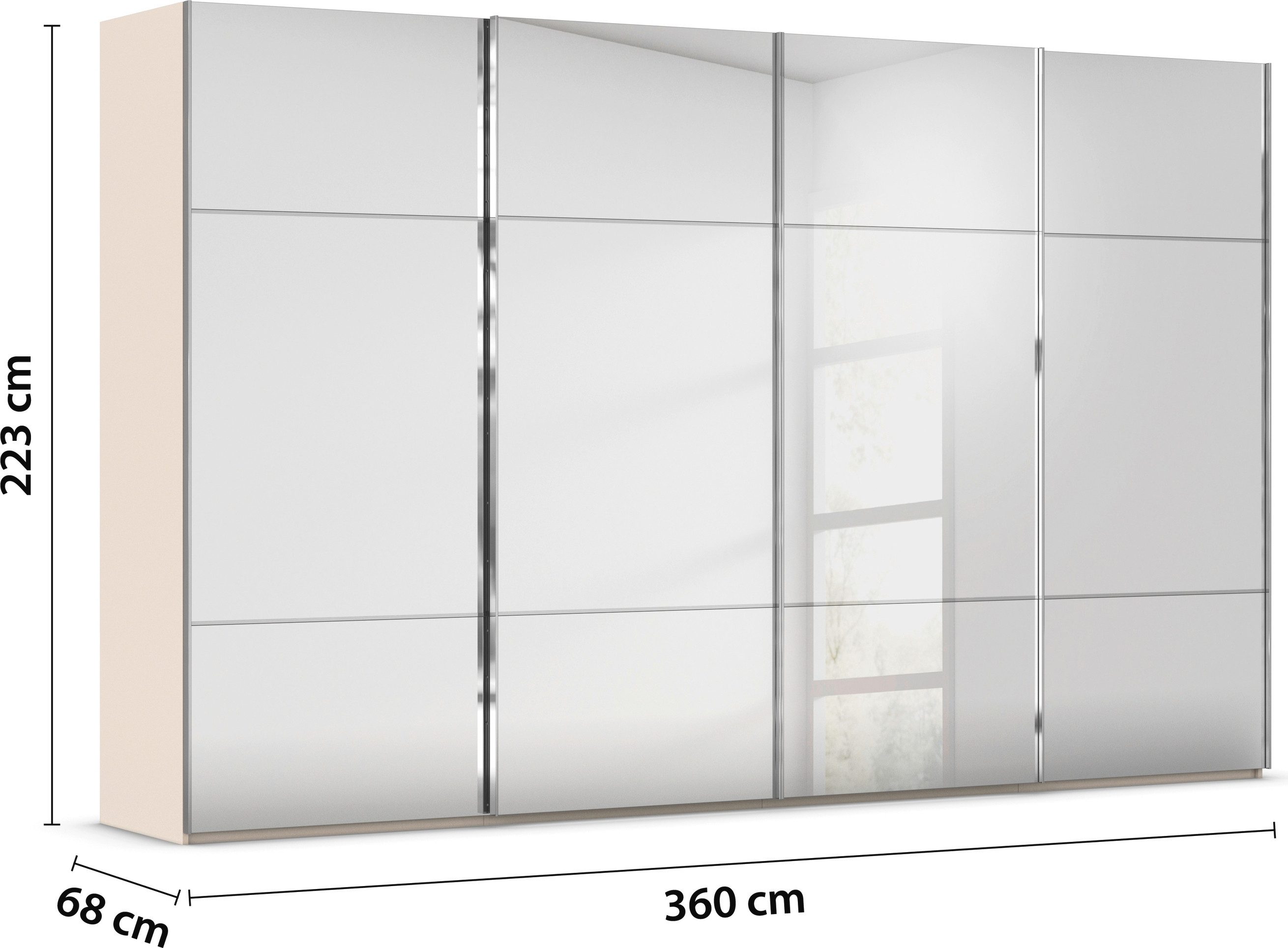 rauch Schuifdeurkast Kledingkast kast garderobe slaapkamerkast SCALE-TRIO edel drievoudig front met 2 sierlijsten spiegelfront made in germany