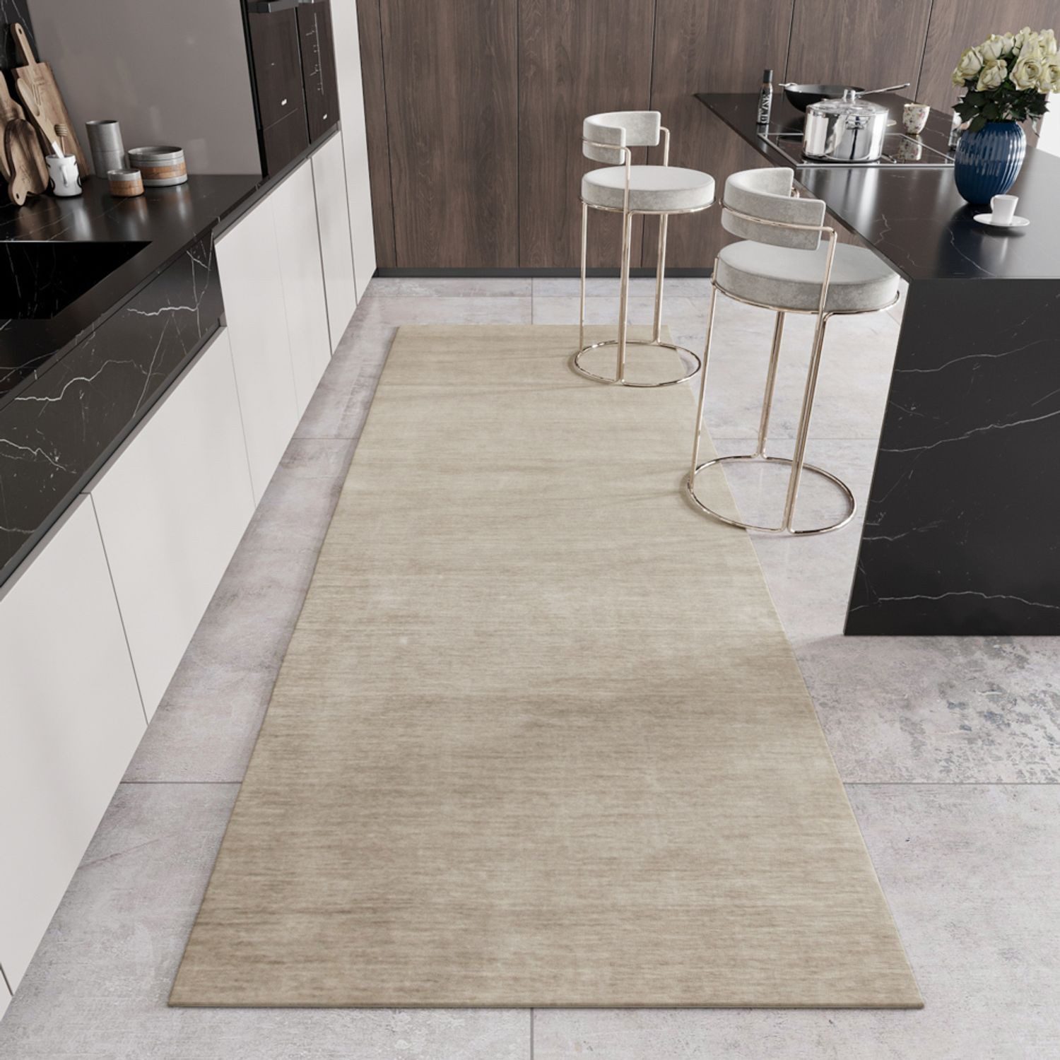 morgenland Loper LORIBAFT TEPPSTAR zuiver scheerwol unikleur lopers maat 80x300 cm zilver(kleur)