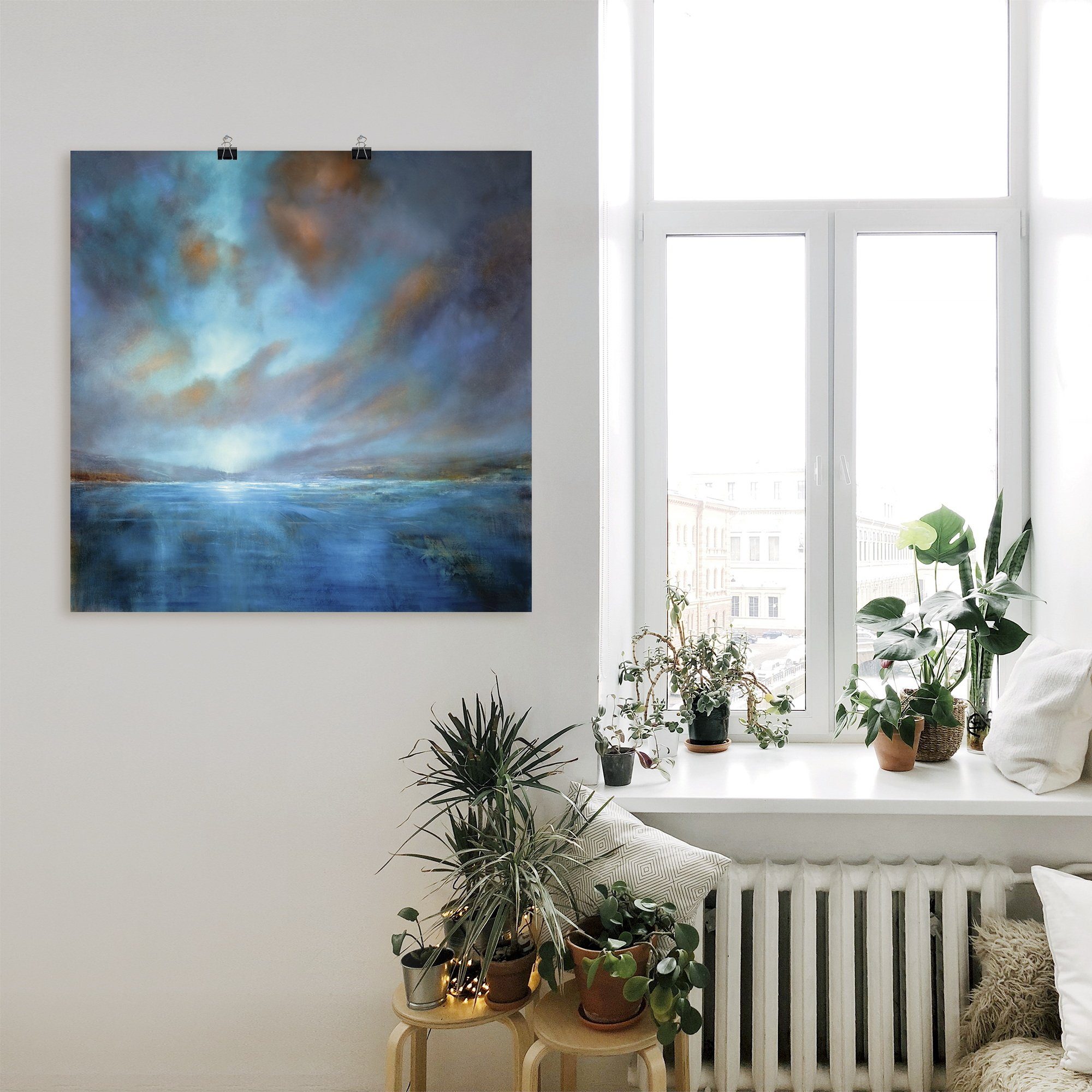 Artland Artprint Blauwe wijdte als artprint op linnen, poster in verschillende formaten maten
