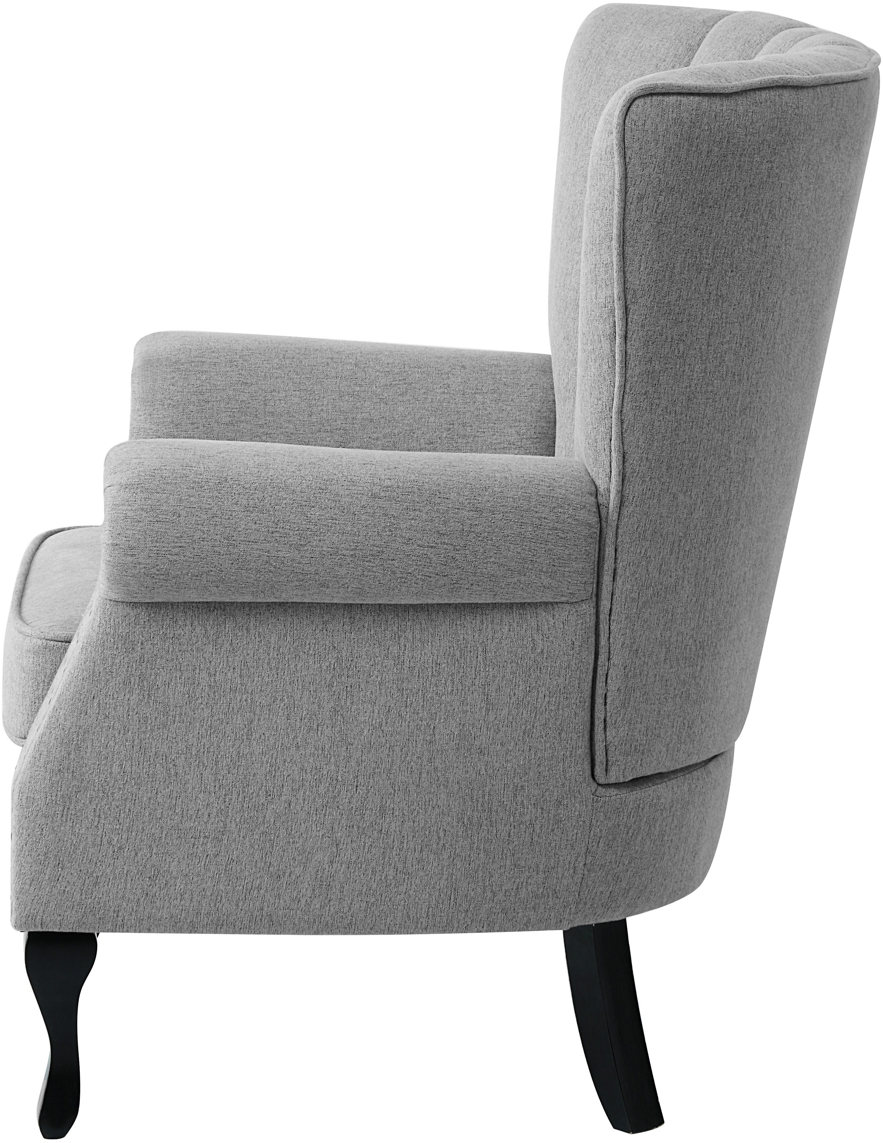 ATLANTIC home collection Fauteuil Toni modern met klinknagels en hoge rugleuning