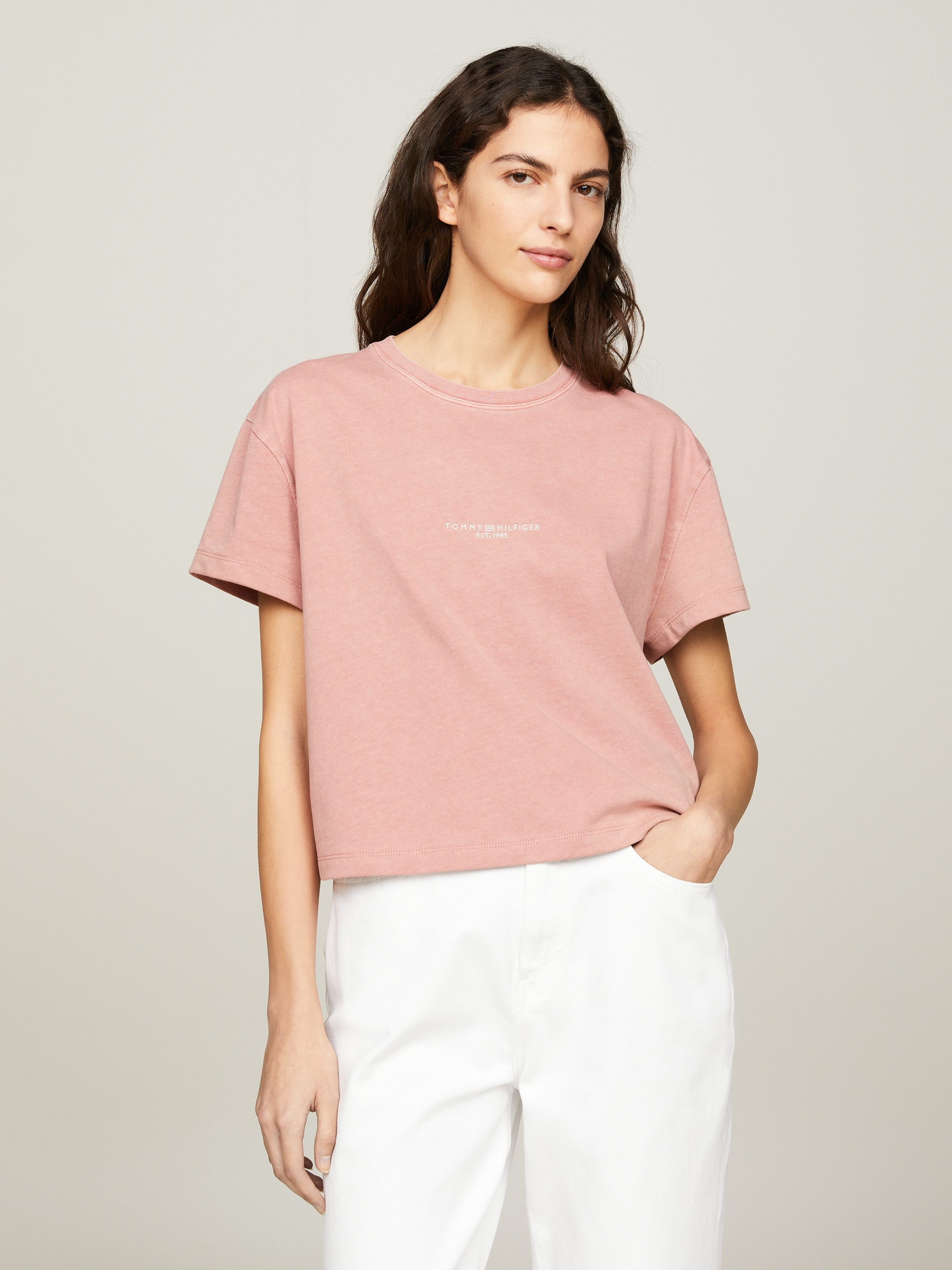 Tommy Hilfiger Dames Logo T-shirt Pink Dames