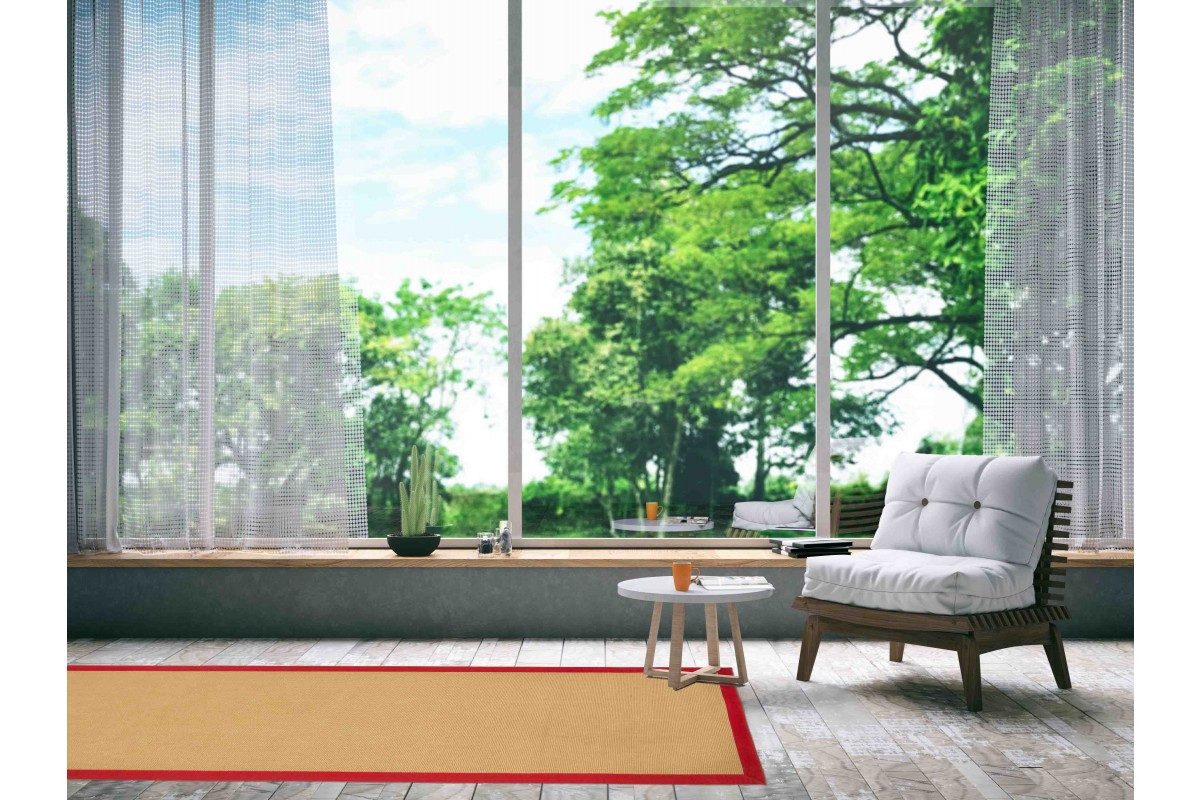 carpetfine Loper Sisal met gekleurd randdessin, antislip achterzijde lopers maat 70 cm x 200 cm x 5 mm rood