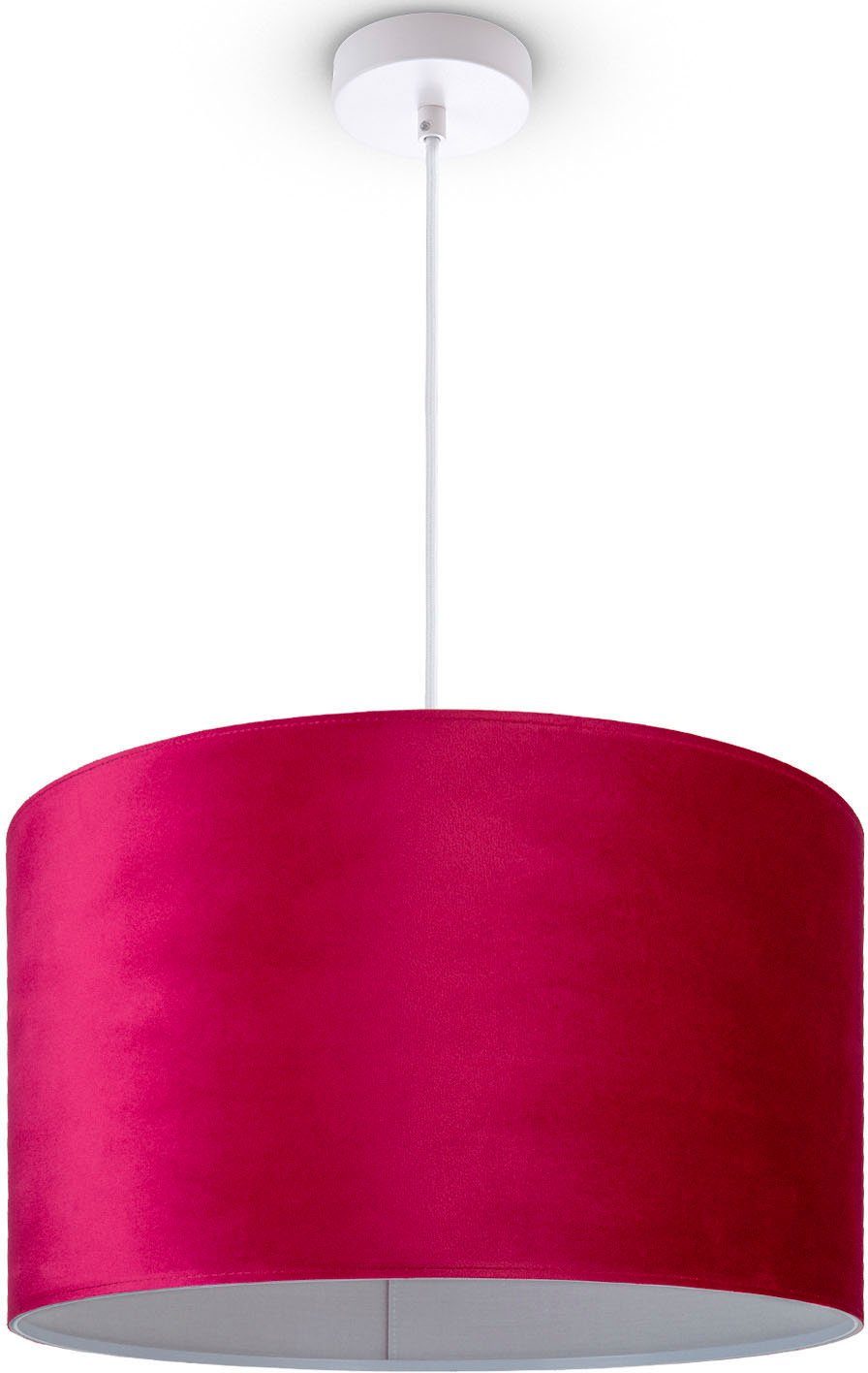 Paco Home Hanglamp Hugo uni Color Woonkamer lampenkap van velours uni-kleuren decoratie E27 kabel 1,5m