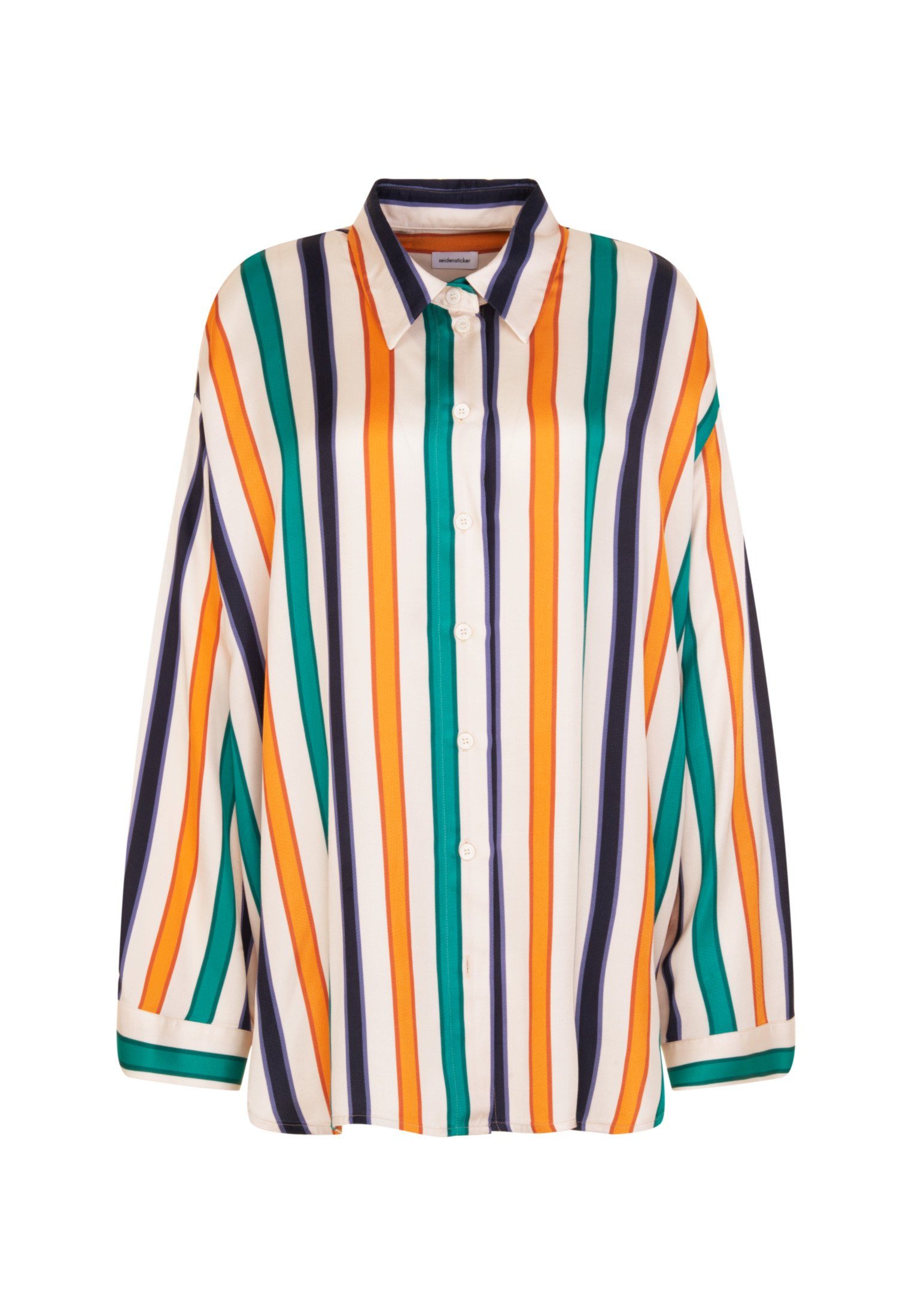 seidensticker Lange blouse Zwarte roos Lange mouwen kraag strepen