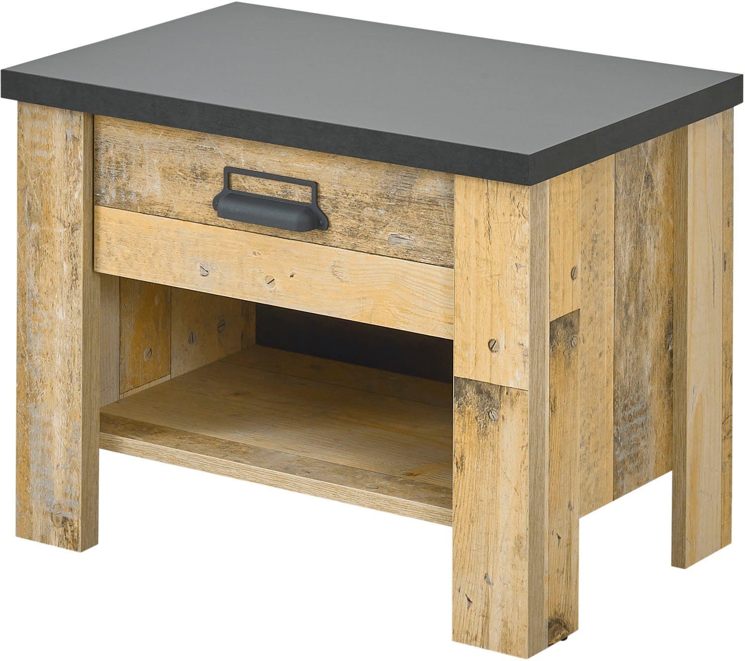 Home affaire Nachtkastje Sherwood met metalen apotheker hangreep, soft-close lade, breedte 60 cm