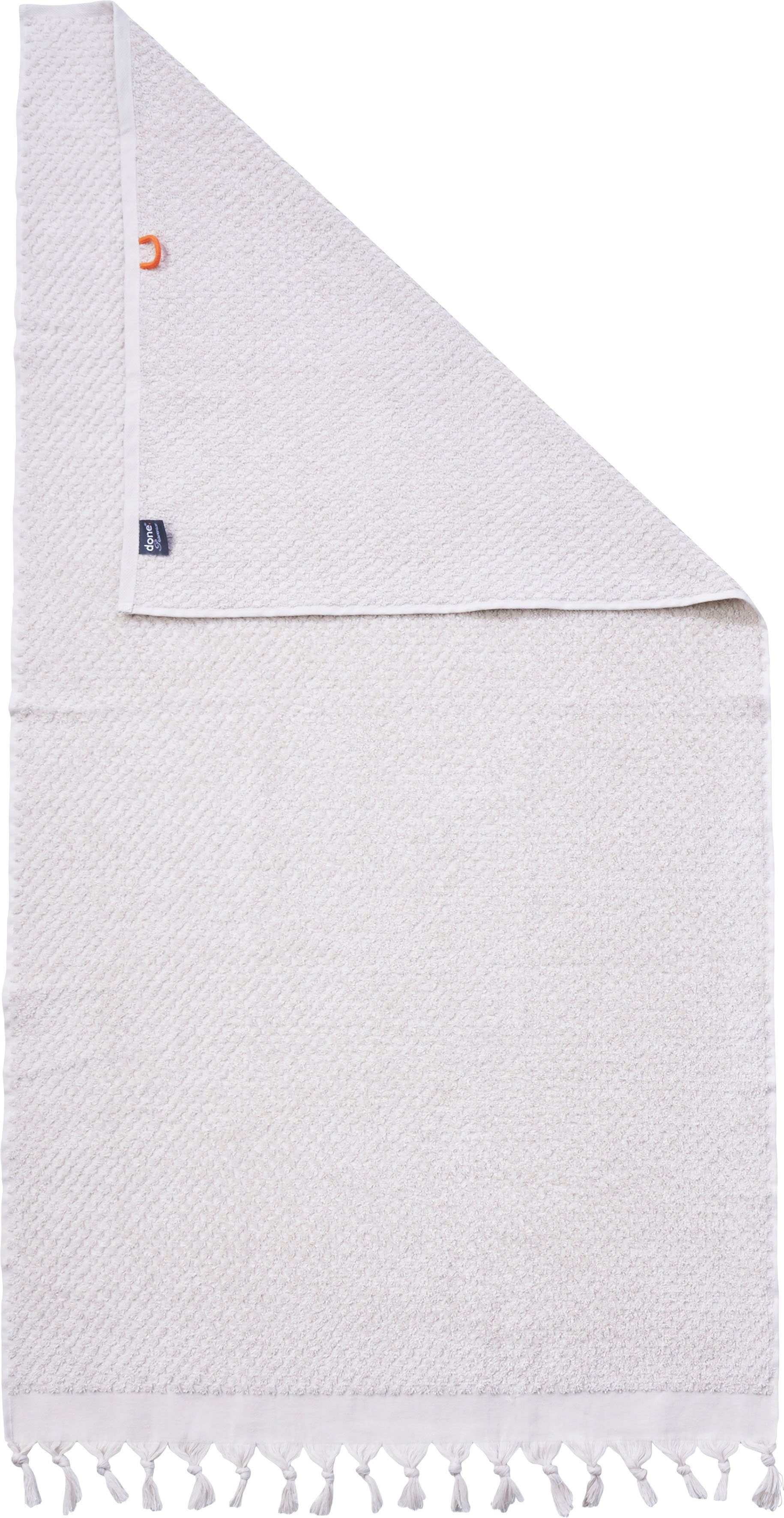 done.® Douchelaken Provence HONEYCOMB Unikleurig, in honingraten-look, met franje (1 stuk)